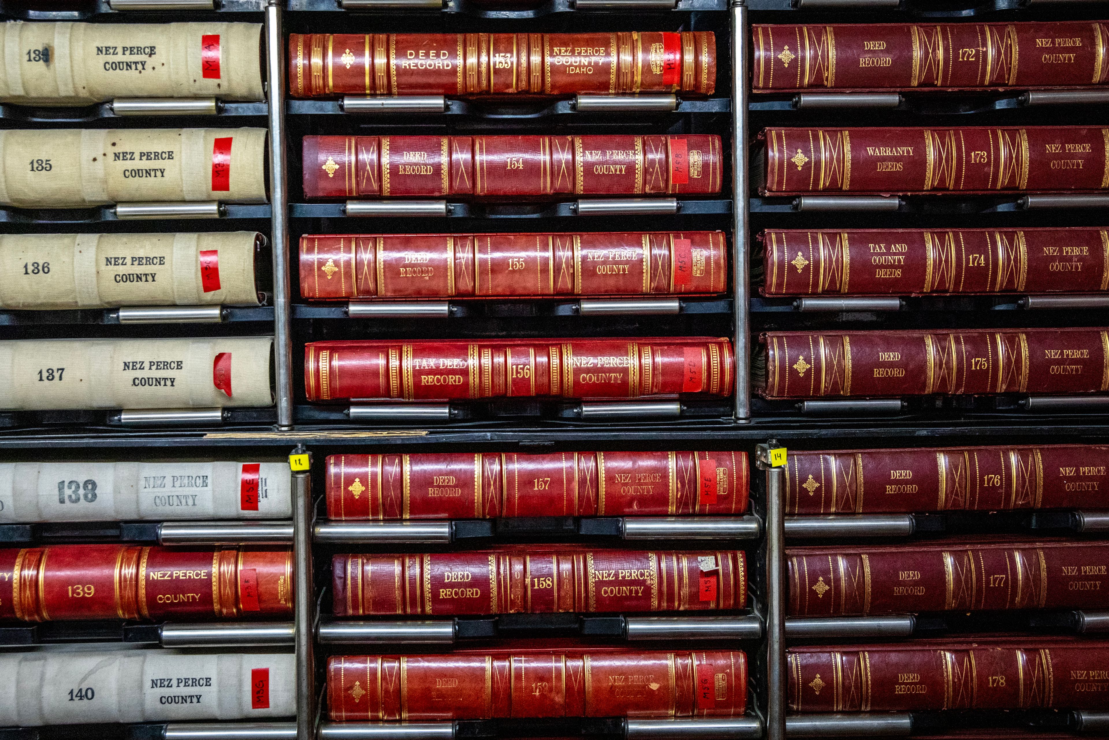 Leather bound books are some of the items that will be saved and moved to the new courthouse.