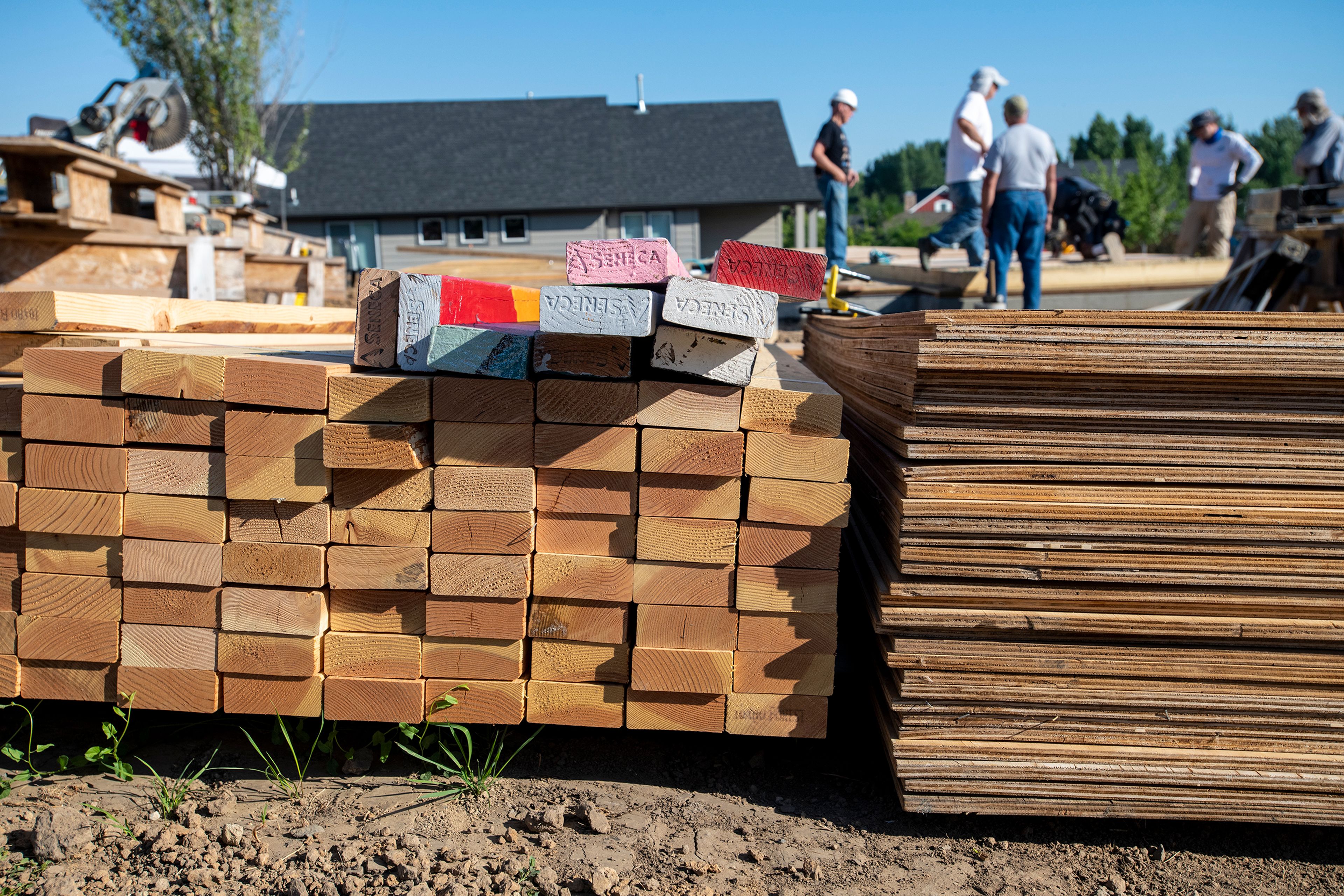 Materials donated from Washington State University are used to construct a home on Leepike Court in Moscow.