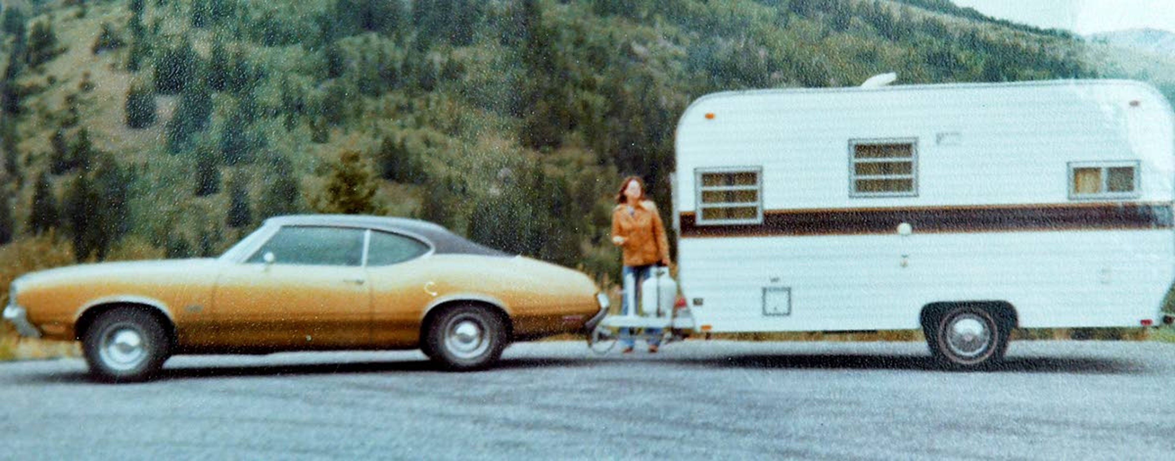 Bob Kesler of Lewiston restored his Saturn Gold 1972 Oldsmobile 442, just like it was when he was younger and the car towed the family camp trailer.