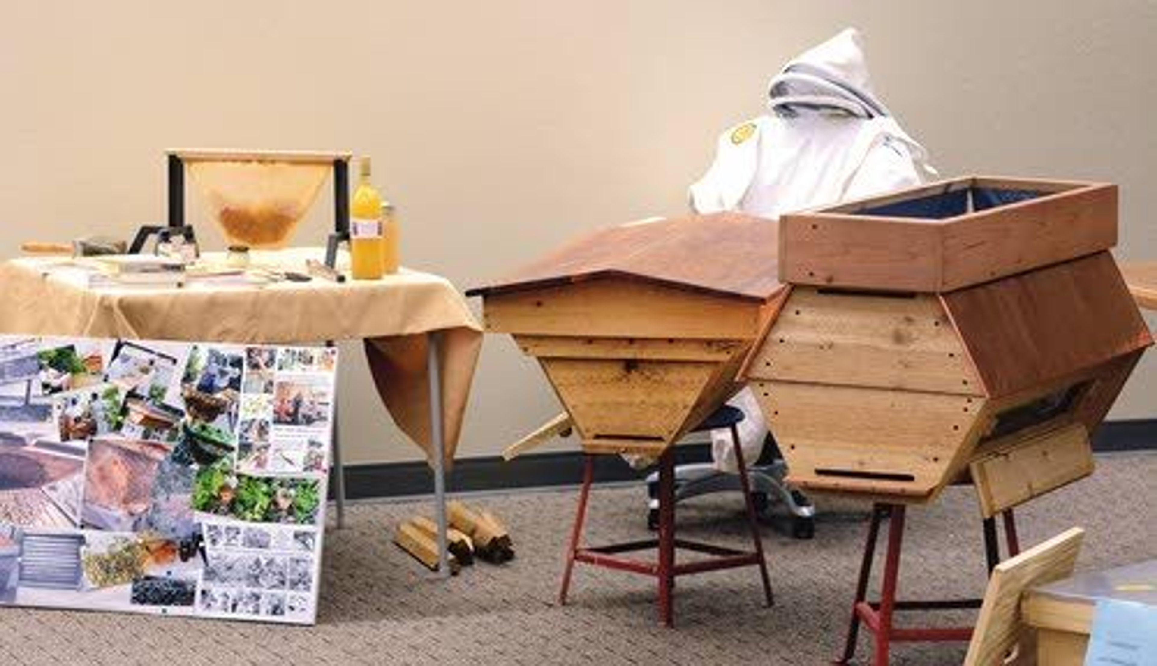 Various hives and beekeeping equipment were on display at the Valley Bee Keepers Association’s first meeting Saturday in Clarkston.