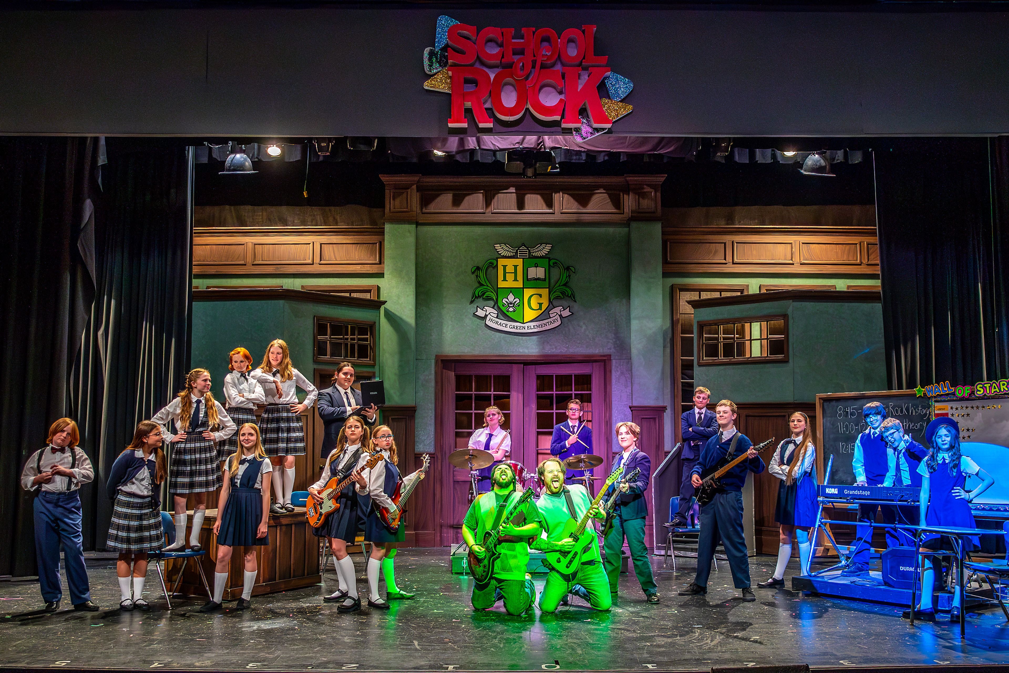 Members of the legends and rockstar cast stand side by side for a portrait during a rehearsal for the Civic Theatre production of School of Rock Tuesday, May 21, in Lewiston. The legends cast will be performing on odd days while the rockstar cast performs on even days of the upcoming performance.