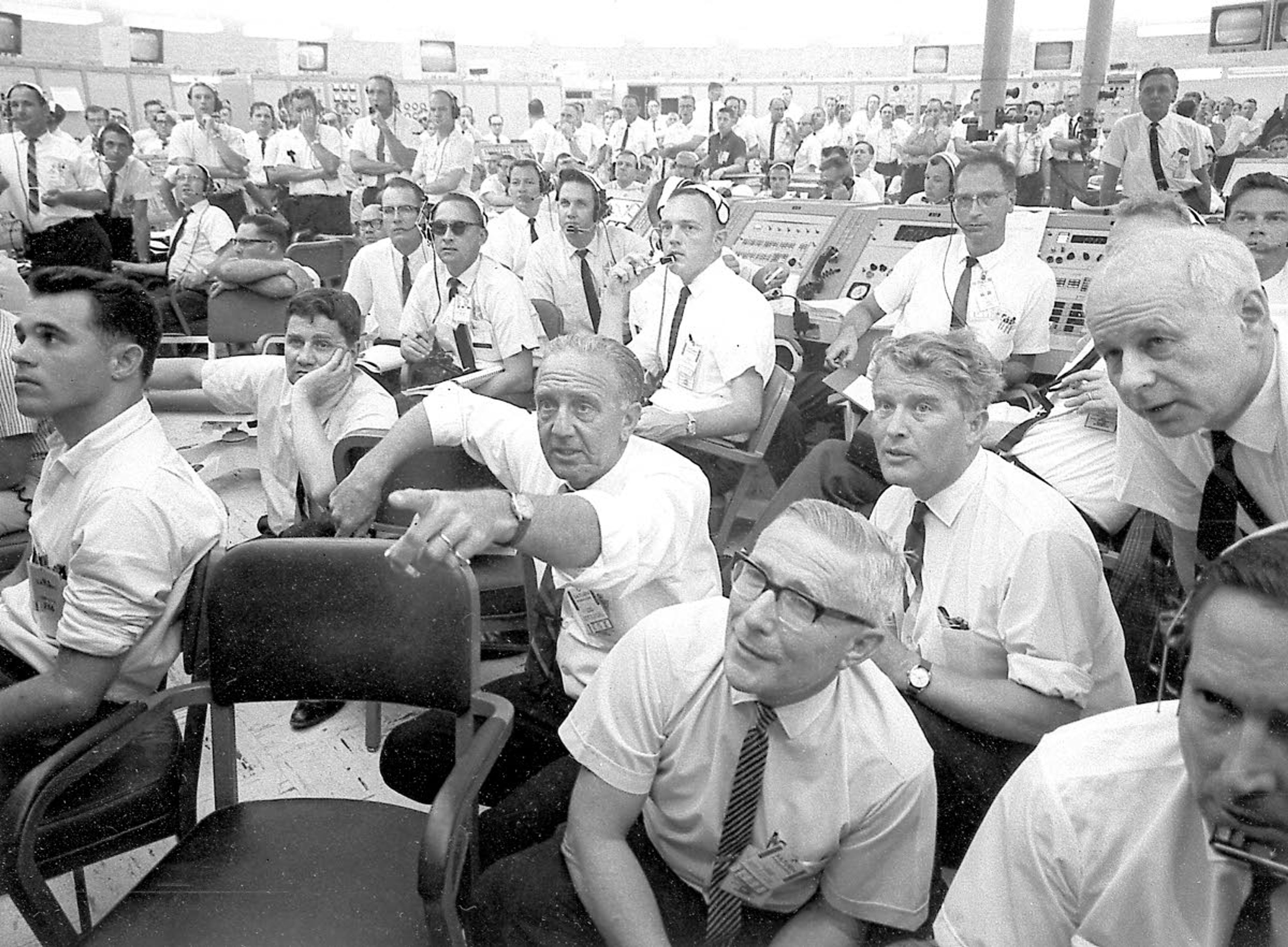 More than 400,000 people contributed to the Apollo program. “Every person knew what they were doing mattered,” said Margrit von Braun. “It’s still mind-boggling. It was a testament to what humans can accomplish when they work together – and that’s what we’re here celebrating, 50 years later.” Von Braun’s father, rocket engineer Wernher von Braun, is at right-center in the photo.