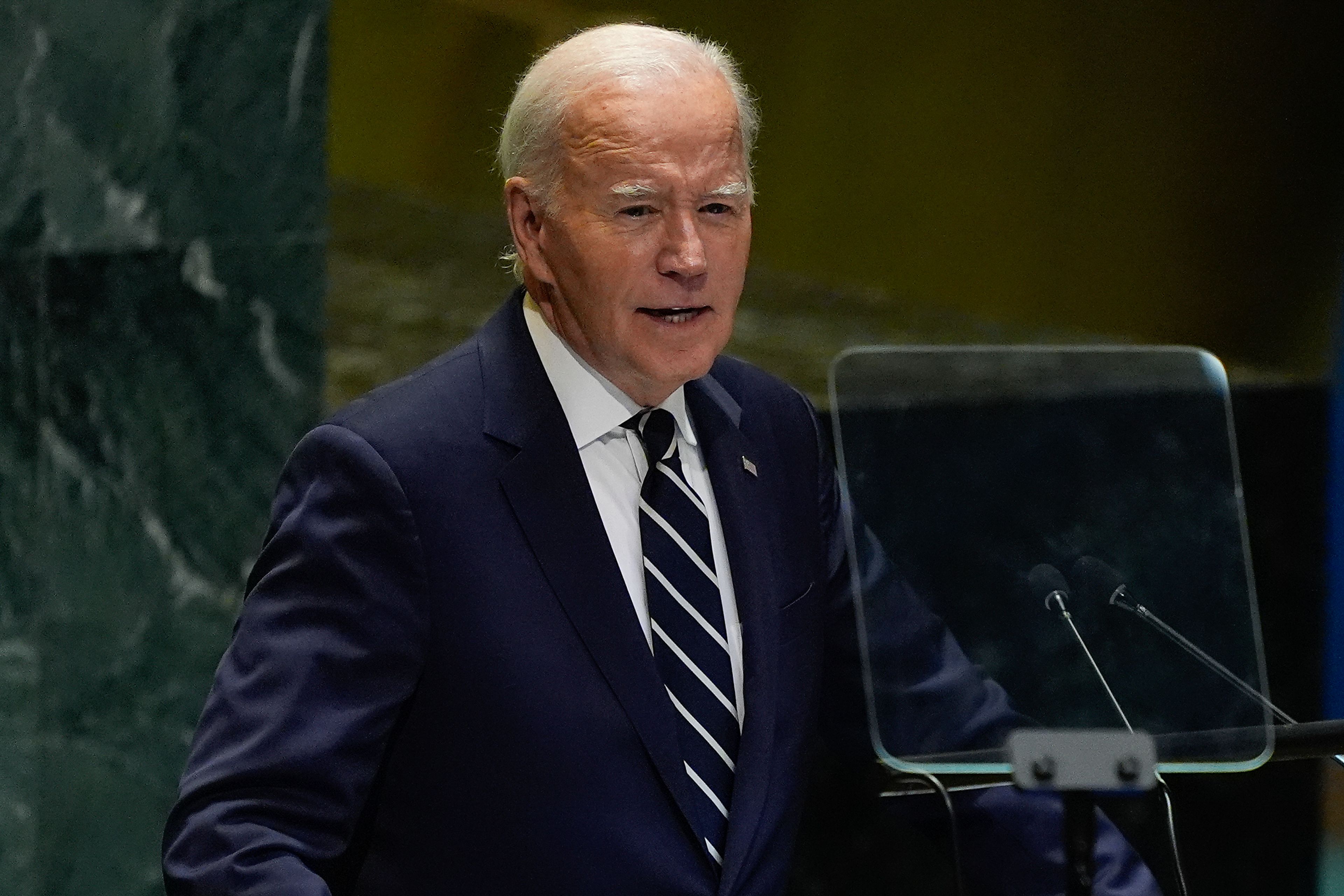 United States President Joe Biden addresses the 79th session of the United Nations General Assembly, Tuesday, Sept. 24, 2024, at UN headquarters. (AP Photo/Julia Demaree Nikhinson)