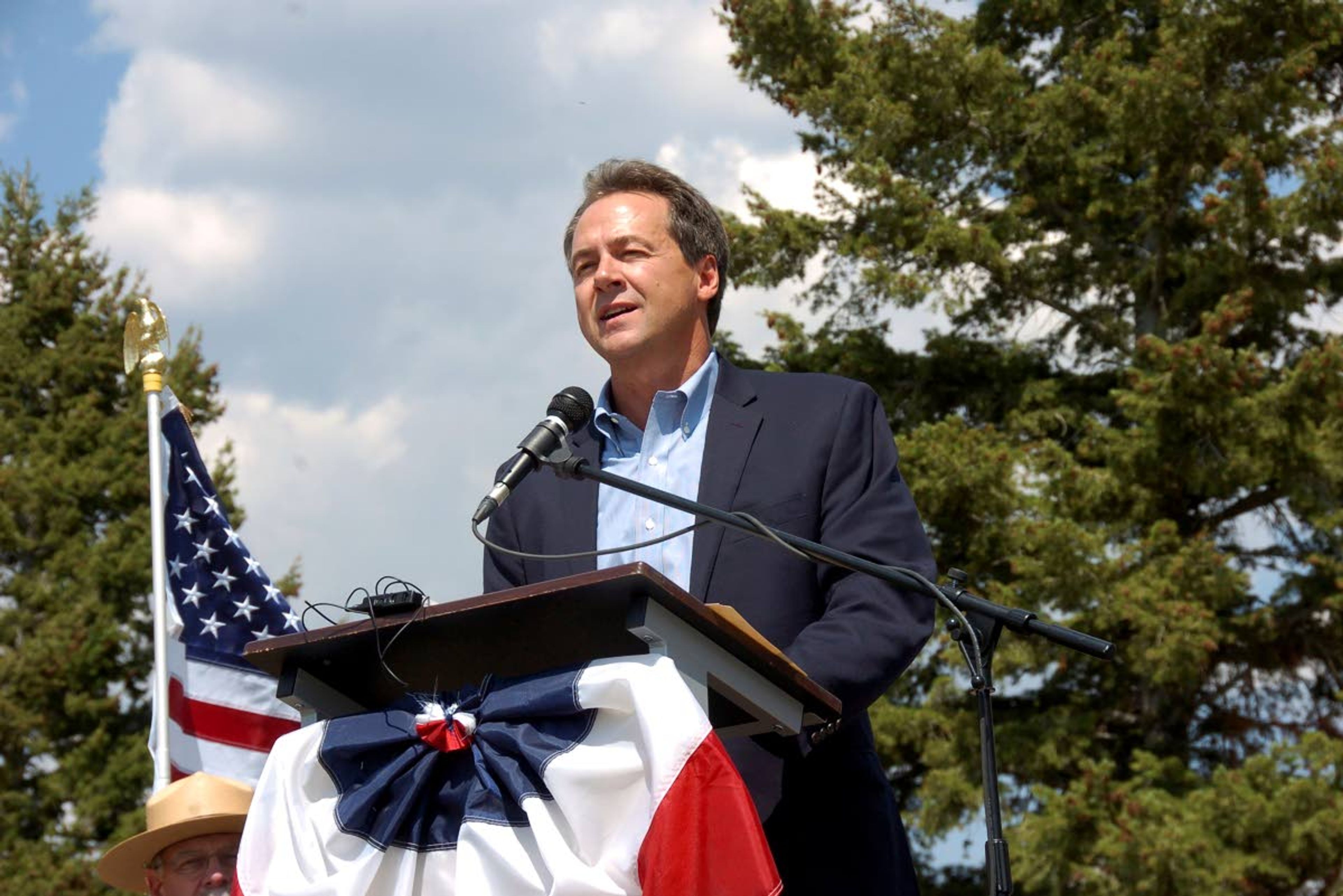 Montana Gov. Steve Bullock speaks at an Aug. 17, 2017, event marking a conservation agreement at a former mining site in Jardine, Mont.