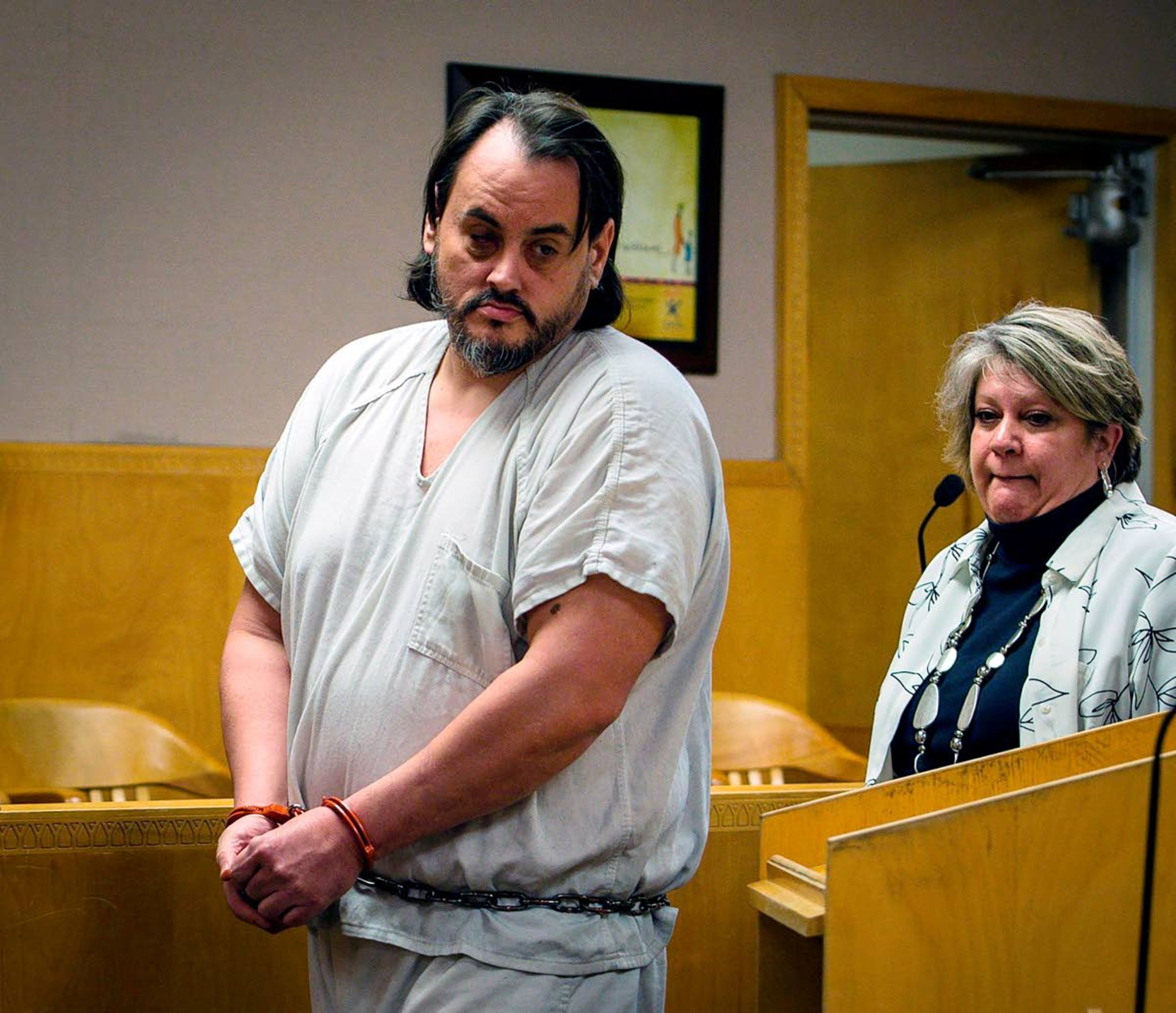 Zachary David O’Neill walks into court with his lawyer Kris Copenhaver for his arraignment on charges of attempted murder and rape Feb. 15 in Billings, Mont.