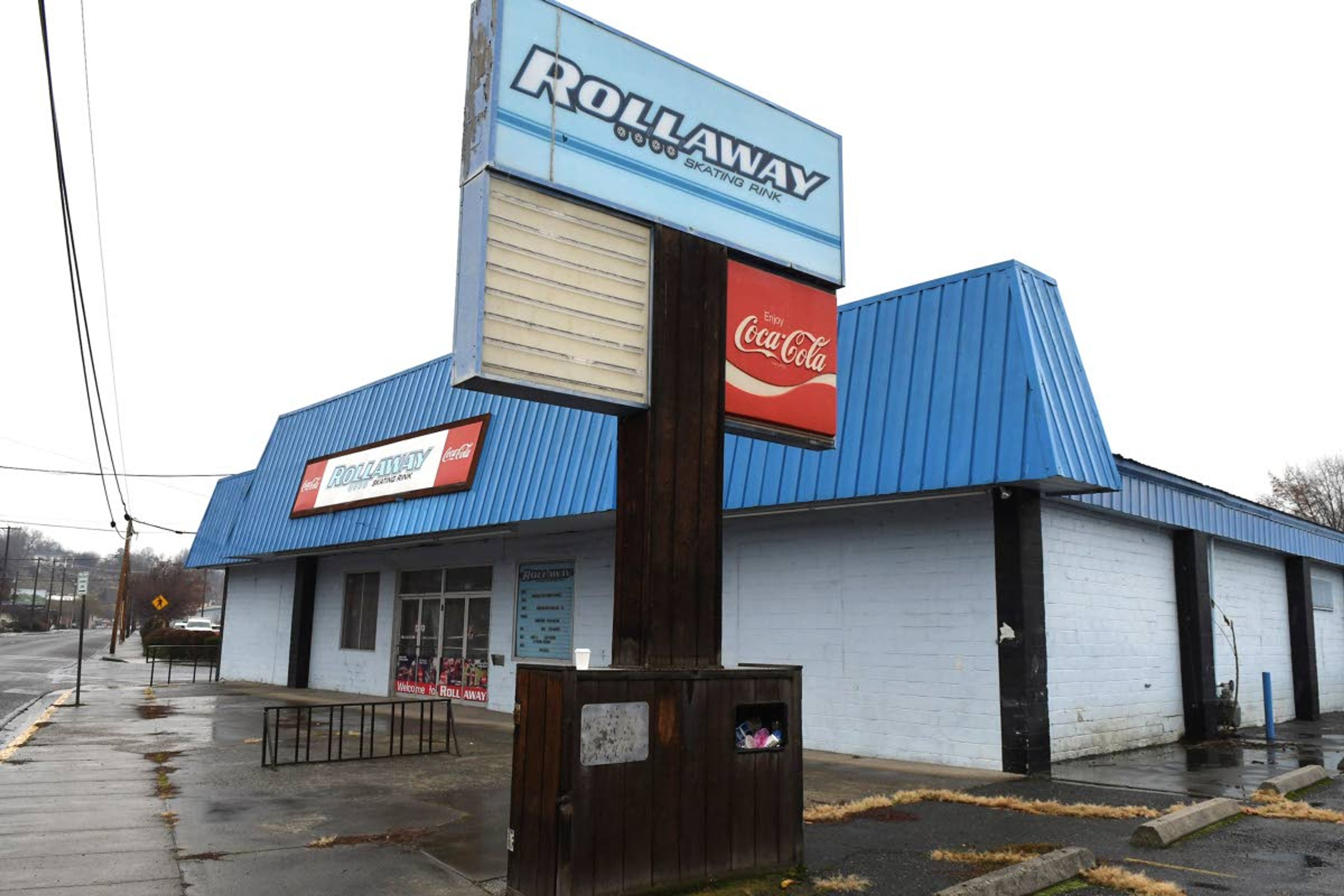 ABOVE: The timeline isn’t certain, but the old Rollaway skate rink in downtown Lewiston will be demolished to make way for the CHAS clinic that will replace it.left: The interior of the vacant former Rollaway skate rink.