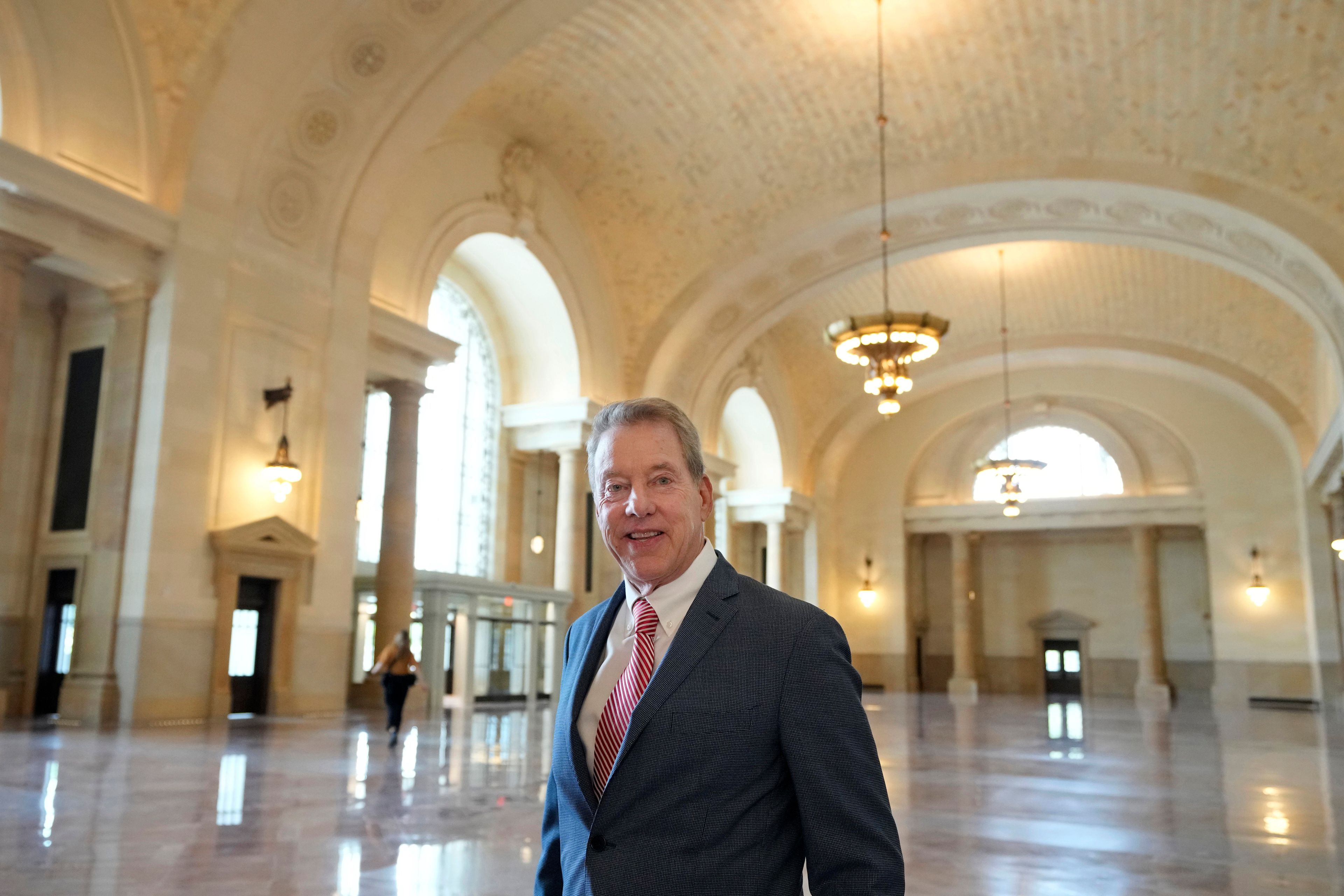 Ford Motor Co., executive chairman Bill Ford is photographed at the Michigan Central Station, Wednesday, May 15, 2024, in Detroit. A once hulking scavenger-ravaged monolith that symbolized Detroit's decline reopens this week after a massive six-year multimillion dollar renovation by Ford Motor Co., which restored the Michigan Central Station to its past grandeur with a focus squarely on the future of mobility.