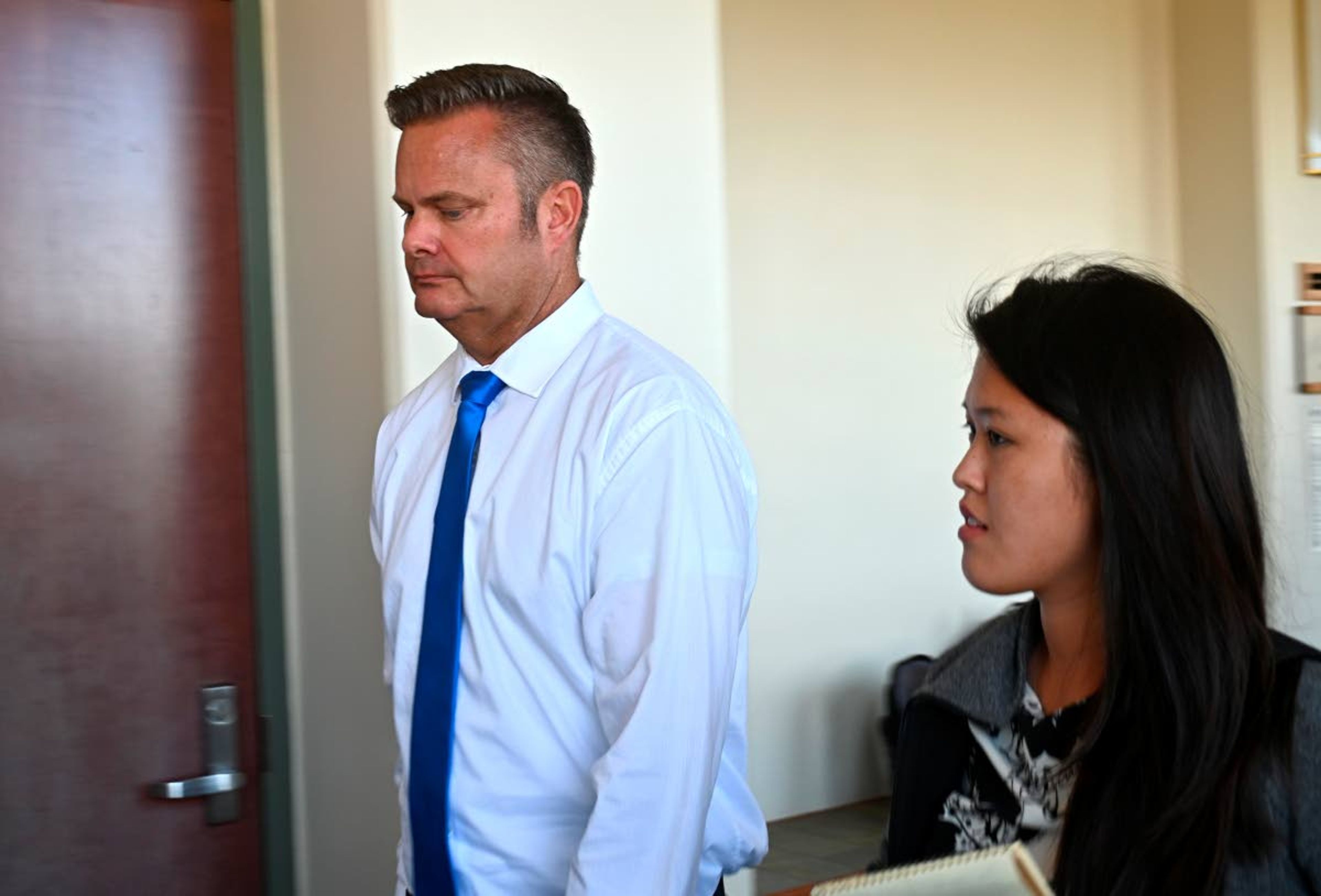 FILE - In this Feb. 21, 2020, file photo, Chad Daybell, Lori Vallow's current husband, walks into court for his wife's hearing on child abandonment and other charges in Lihue, Hawaii. The Idaho attorney general has agreed to investigate Vallow, who now goes by Lori Daybell, the mother of two missing children and her husband in connection with the death of his first wife. Lori Daybell is being held in an Idaho jail awaiting trial on charges that she abandoned her two kids, 17-year-old Tylee Ryan and 7-year-old Joshua “JJ” Vallow. The kids disappeared in September. (Dennis Fujimoto/The Garden Island via AP, Pool, File)