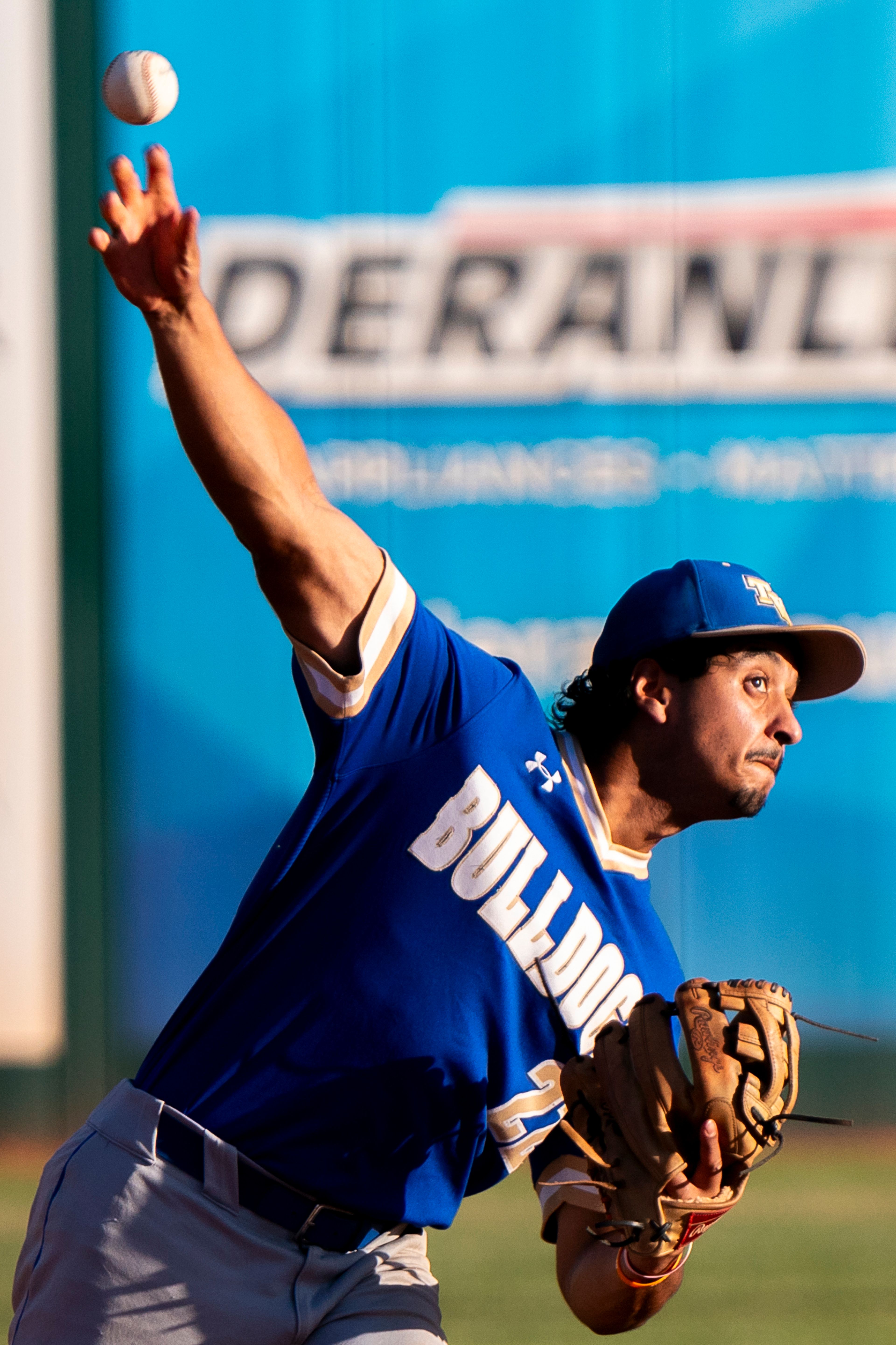 Tennessee Wesleyan shortstop Marco Martinez throws to first base during Game 19 of the NAIA World Series against Hope International on Friday at Harris Field in Lewiston.