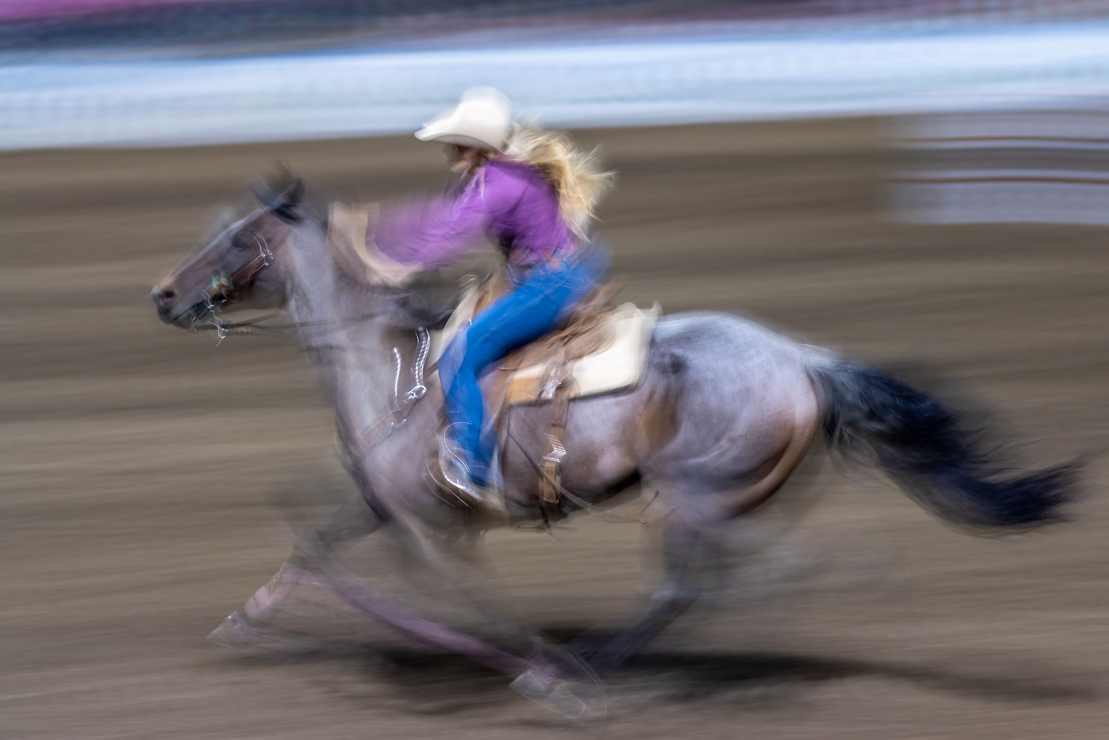 Sophie Nolan rides in the barrel race on night 3 Friday at the Lewiston Roundup.