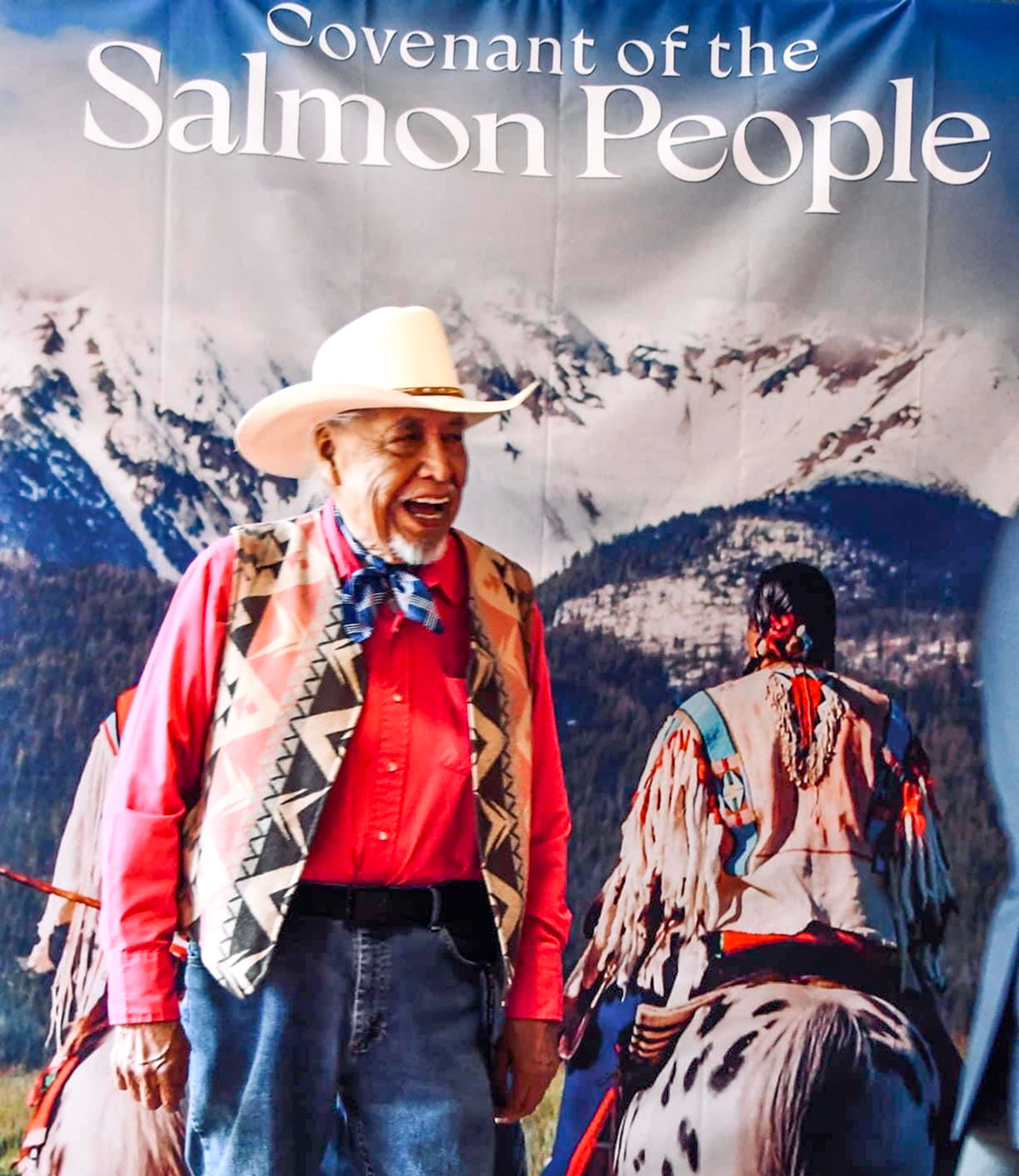 Silas Whitman poses for a photo during a screening of "Covenant of the Salmon People," a documentary film depicting the Nez Perce Tribe's fight to recover Snake River salmon and steelhead. 