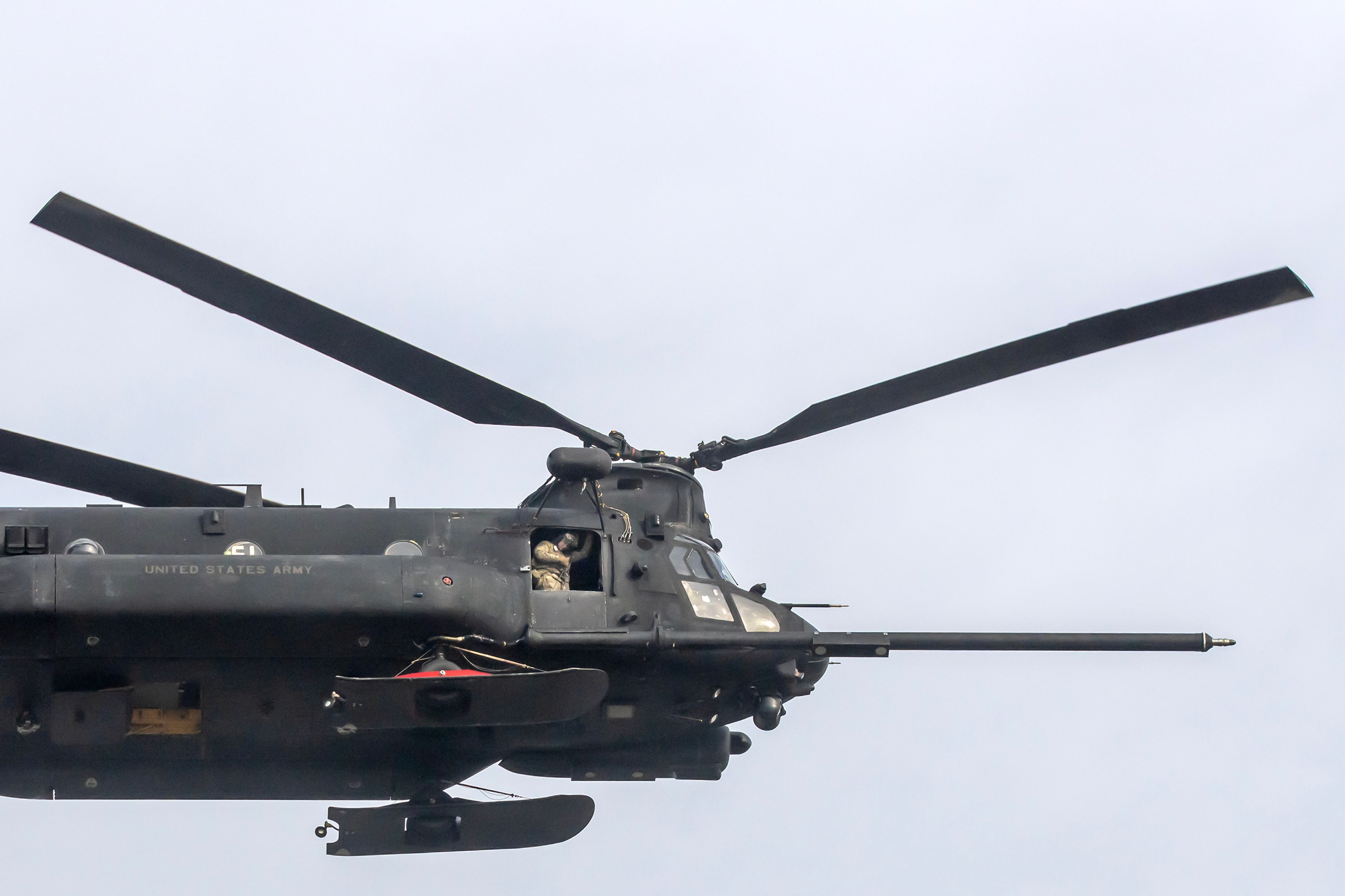 A United States Army helicopter flies through the sky above Lewiston on its way to landing Friday at the Lewiston-Nez Perce County Regional Airport.