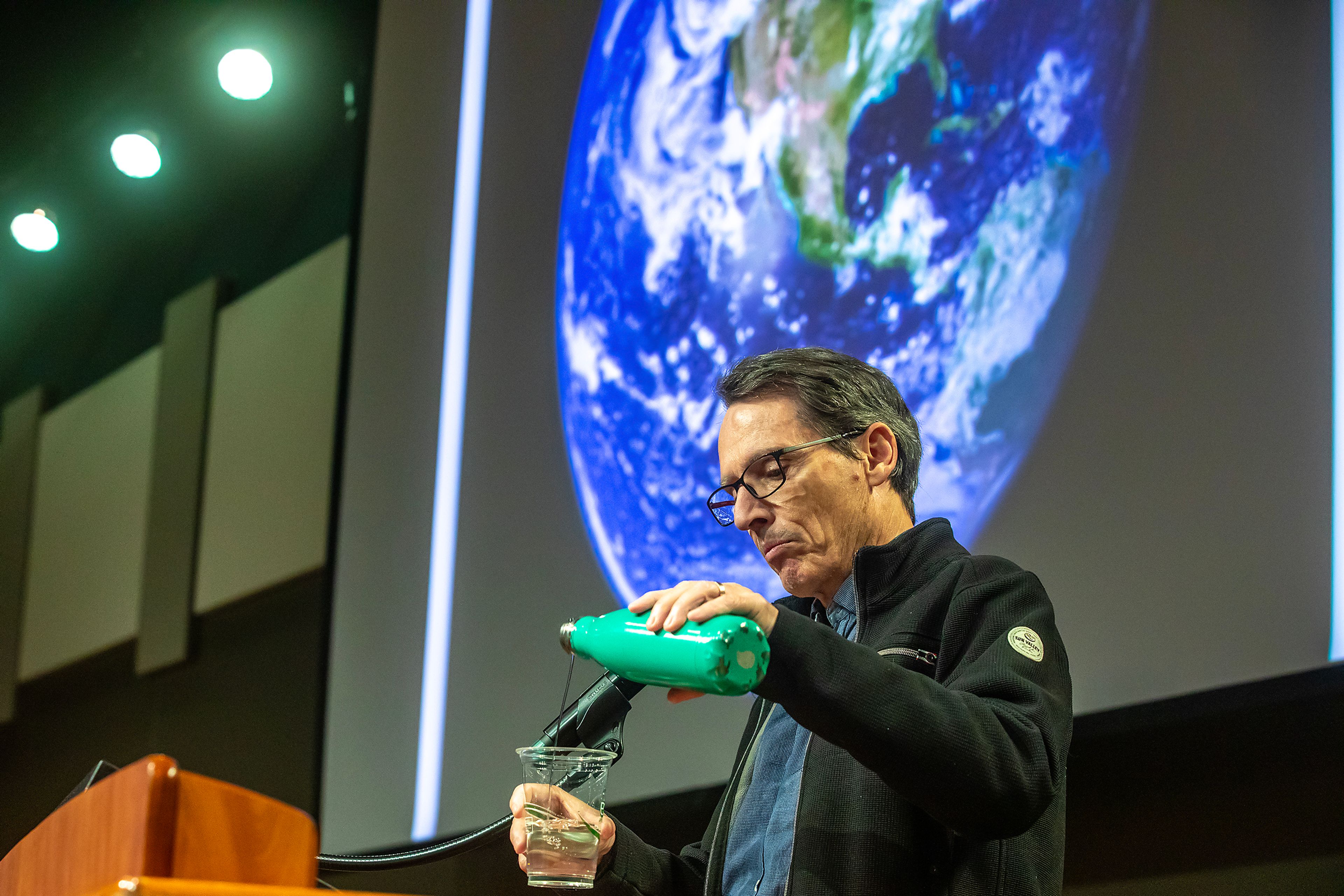 Stephen Leahy delivers his keynote address, �Your Water Footprint,� at the 2024 Palouse Basin Water Summit Tuesday in Pullman.,