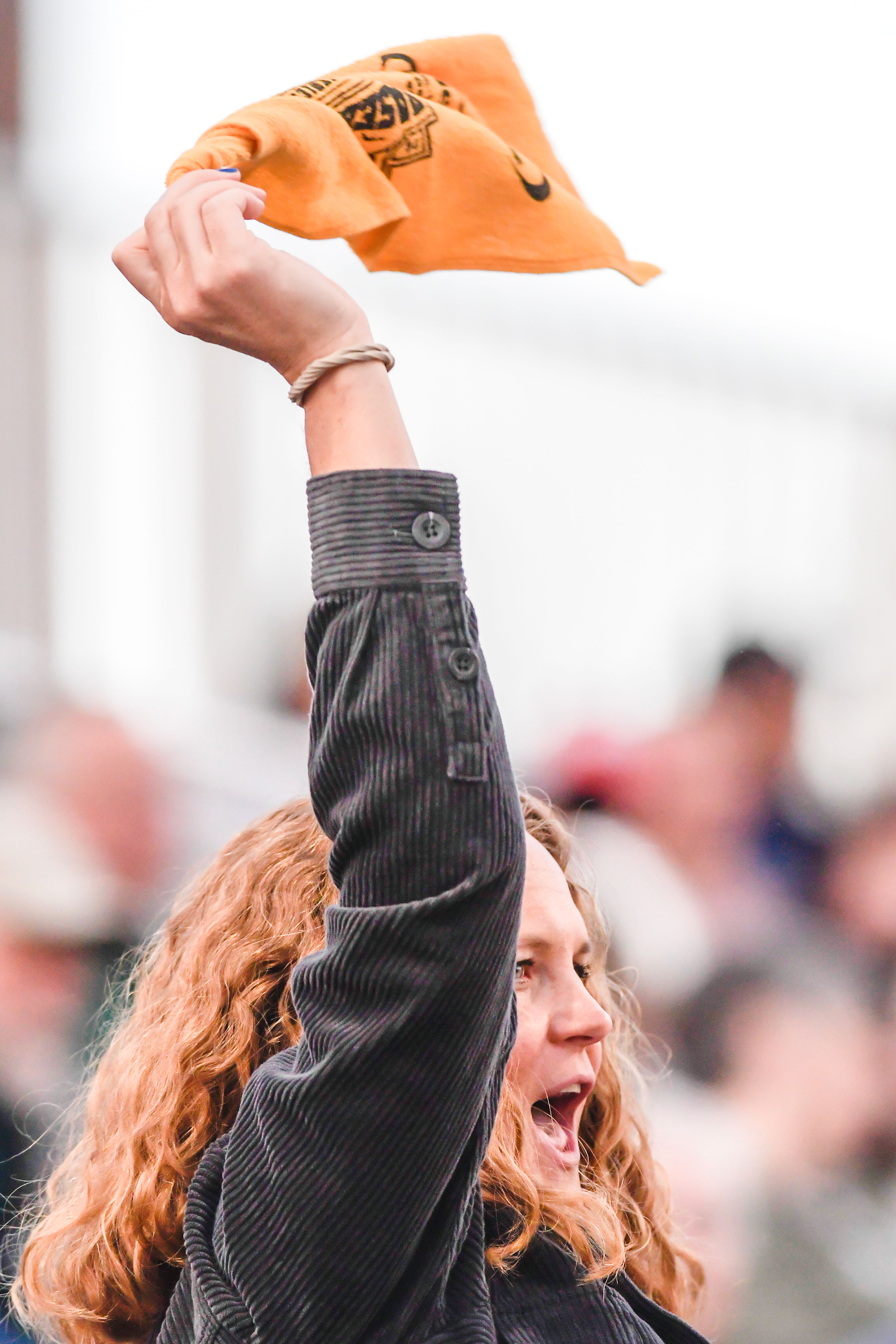 A Reinhardt fan cheers on the team against Tennessee Wesleyan in Game 18 of the NAIA World Series at Harris Field Thursday in Lewiston.