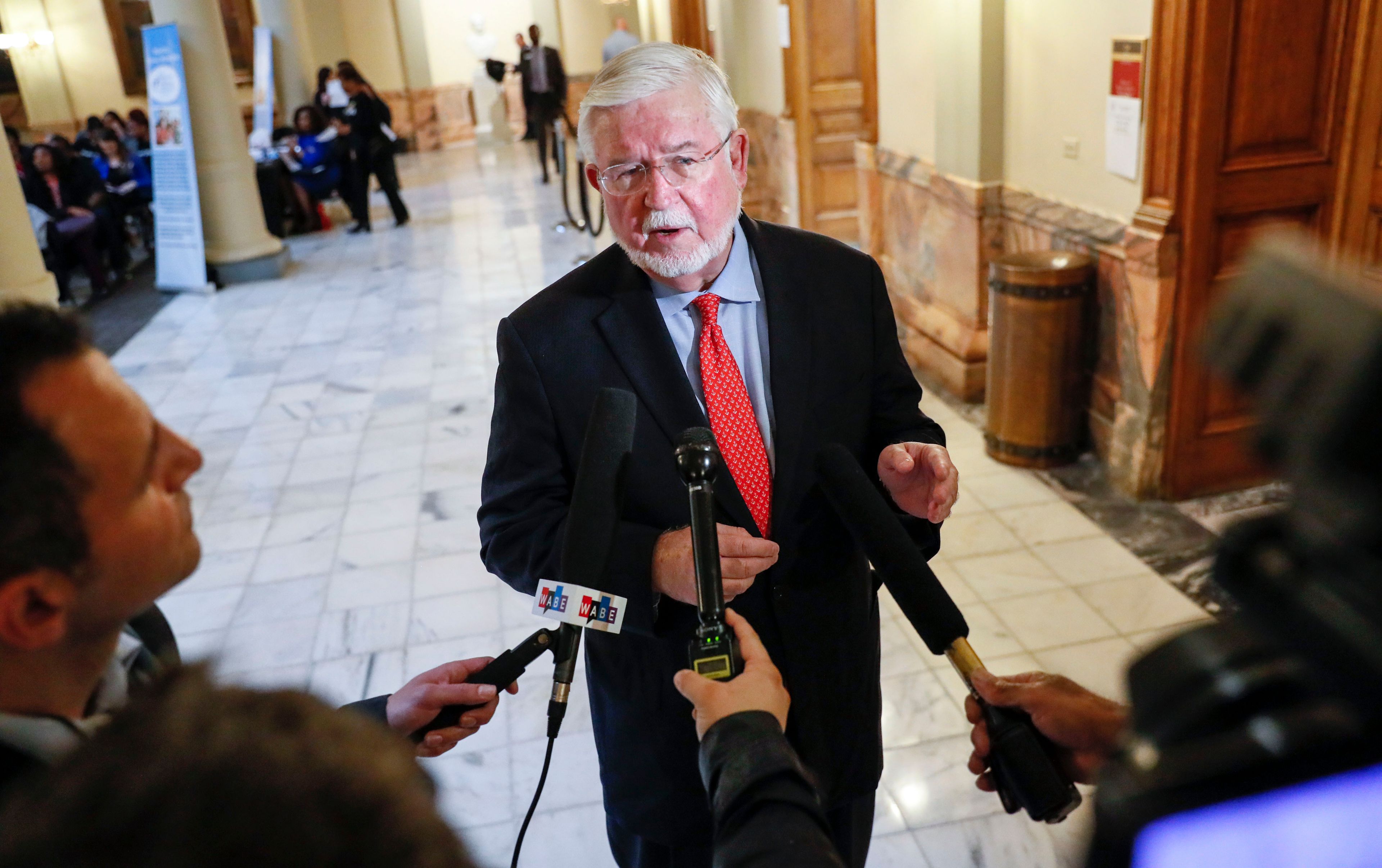 FILE - Republican Wayne Johnson speaks with the media, March 4, 2020, in Atlanta. Johnson and fellow Republican Chuck Hand are vying for the GOP nomination in southwest Georgia's 2nd Congressional District in a Tuesday, June 18, 2024, runoff.