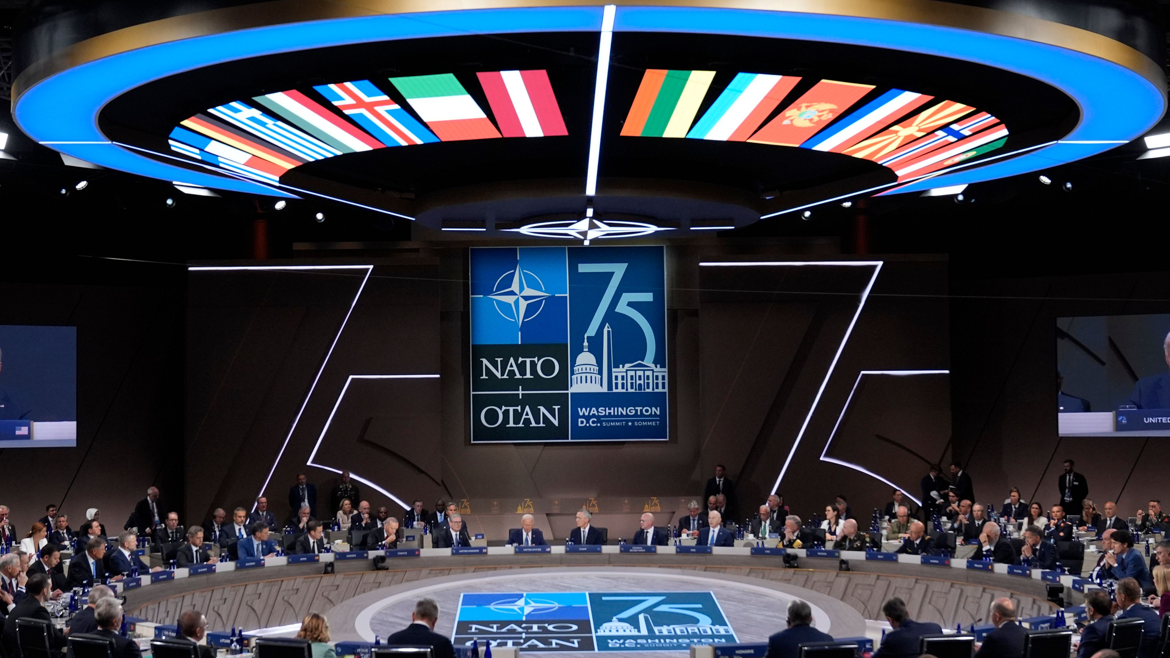 President Joe Biden speaks during the opening session of the NATO Summit, Wednesday, July 10, 2024, in Washington. (AP Photo/Evan Vucci)