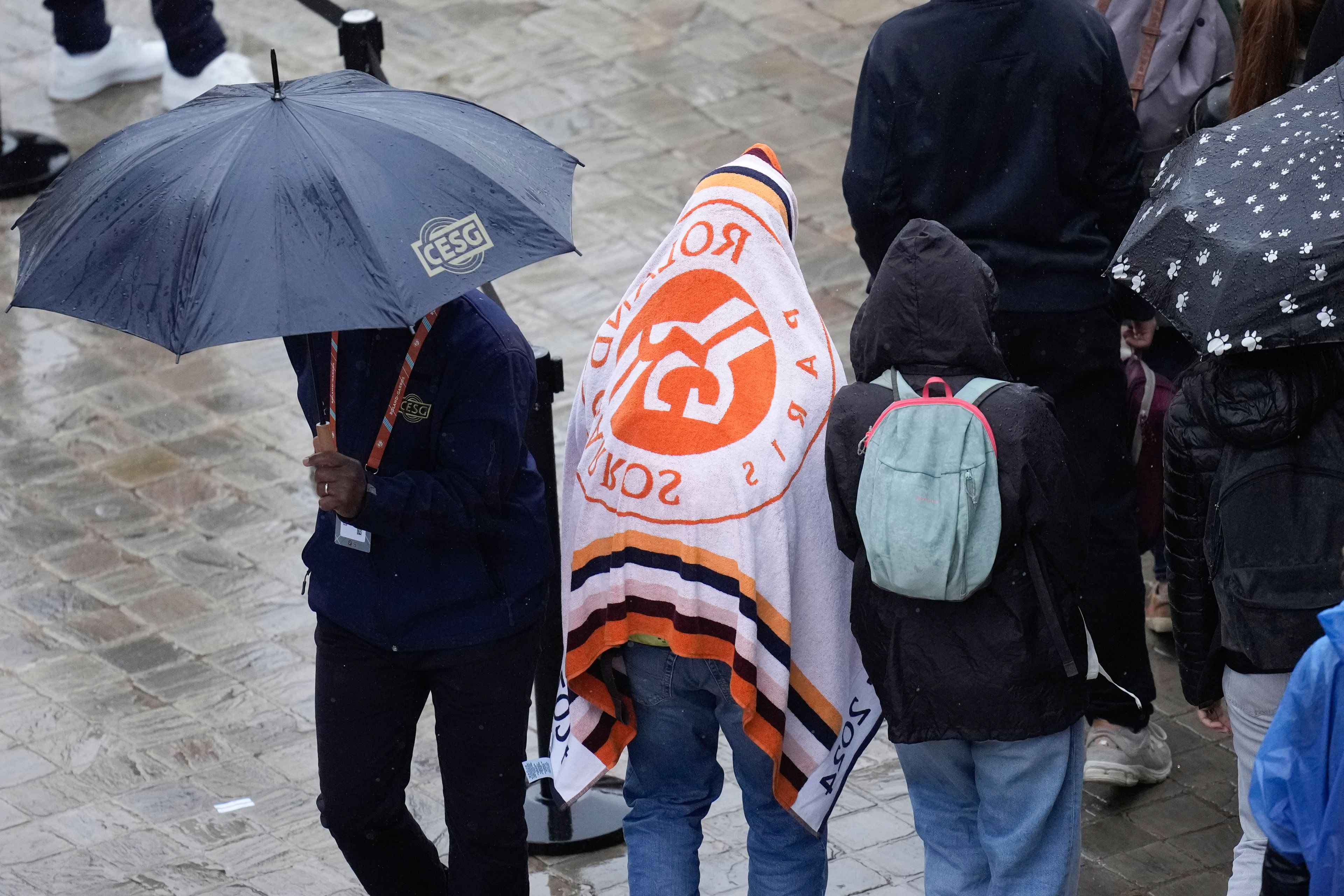 Continuous rain postponed most second round matches of the French Open tennis tournament at the Roland Garros stadium in Paris, Wednesday, May 29, 2024.