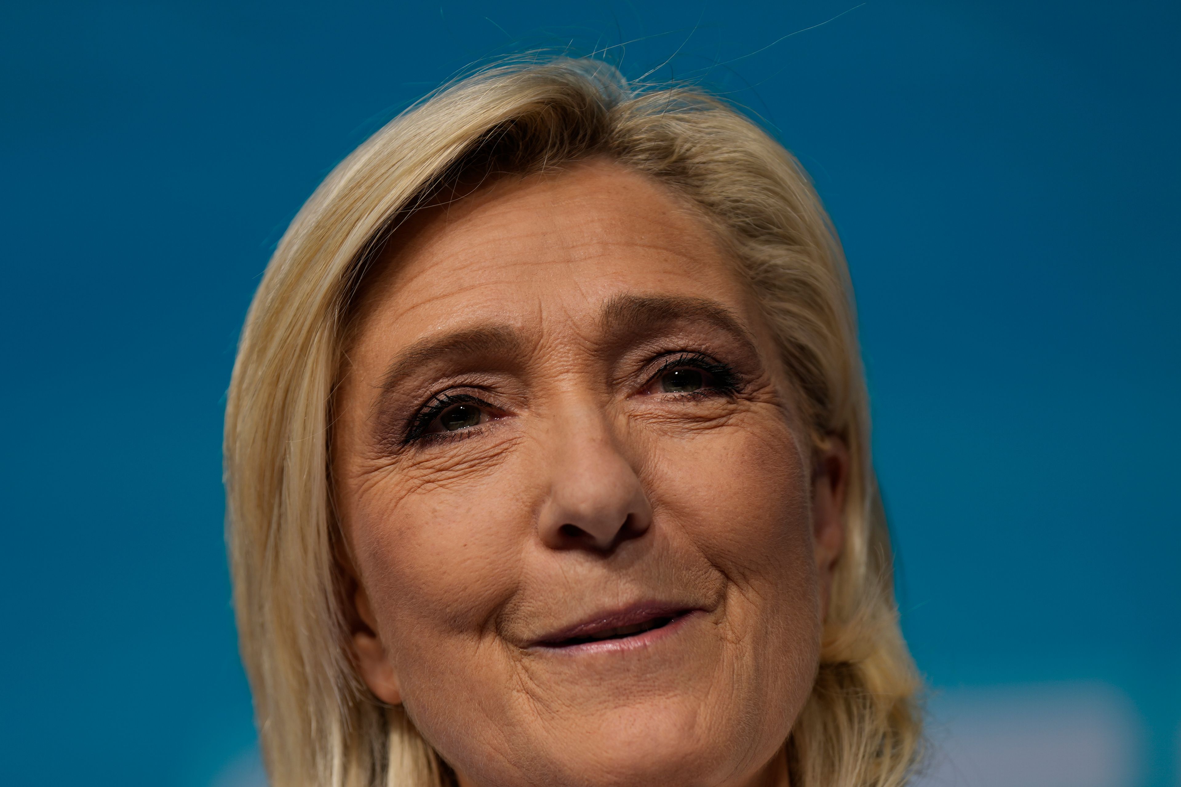 French far-right leader Marine Le Pen delivers he speech at the party election night headquarters after French President Emanuel Macron announced he dissolves National Assembly and calls new legislative election following the defeat in EU vote, Sunday, June 9, 2024 in Paris. First projected results from France put far-right National Rally party well ahead in EU elections, according to French opinion poll institutes.