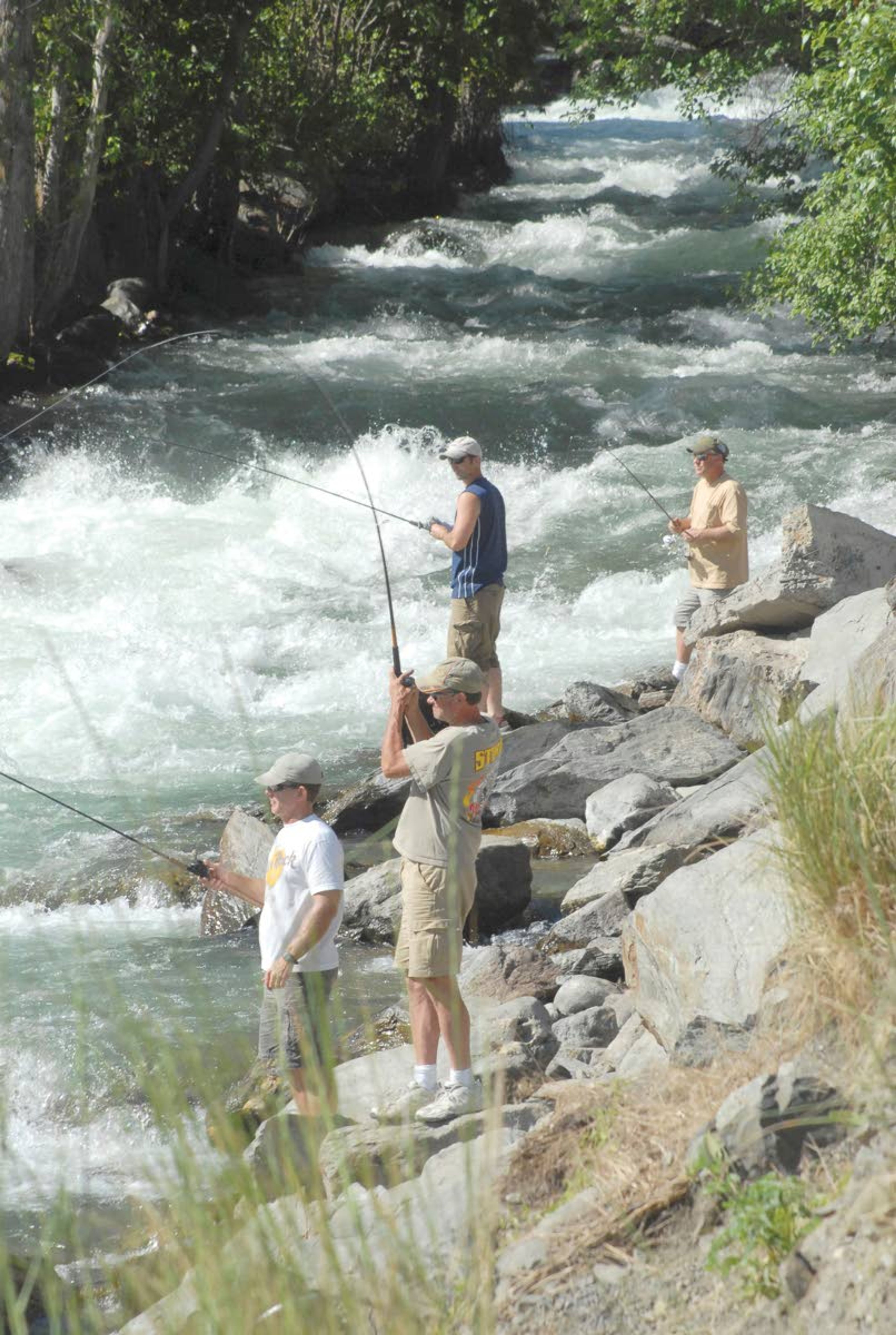 Anglers crowd along the Little Salmon River in 2015 to fish for spring chinook.