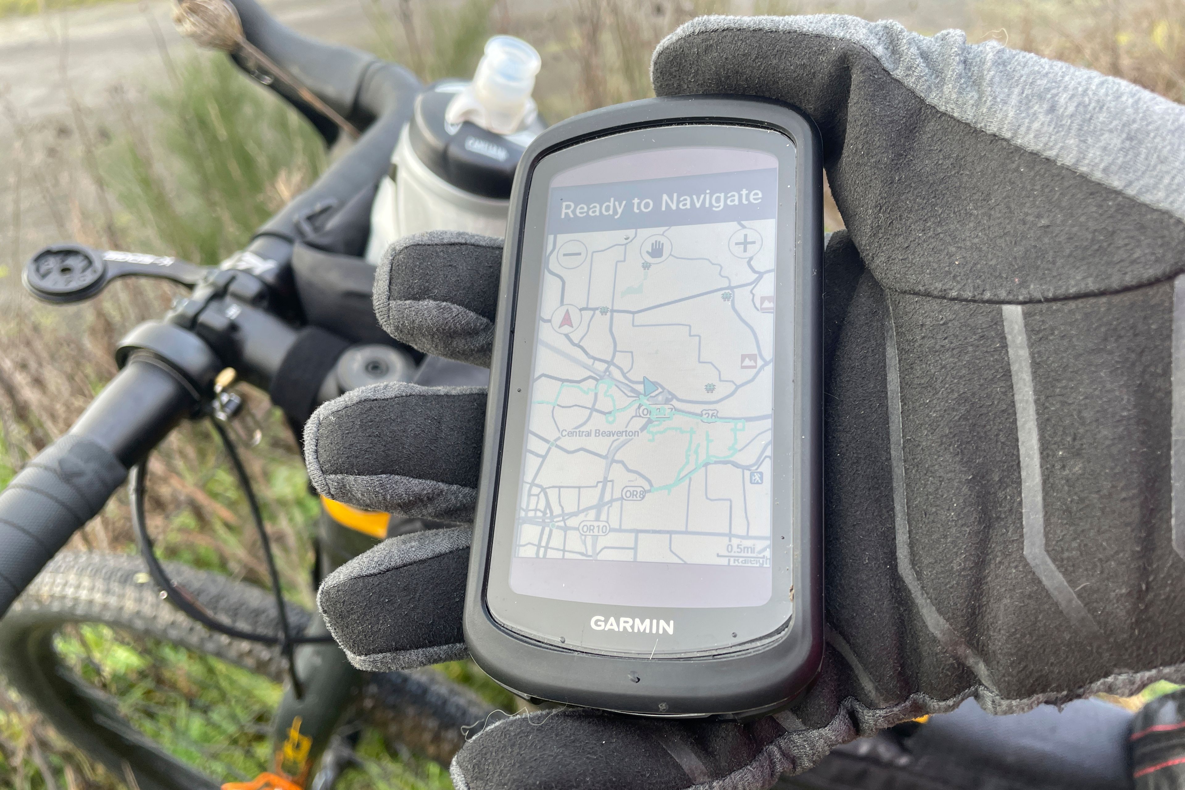 On a personal electronic GPS, Beaverton, Ore., resident Adam Pirkle shows the 14 miles he rode on his bicycle in his neighborhood and around southwest Portland, Ore., Sunday, Jan. 7, 2024, looking for the exit door plug of a Boeing 737 Max 9 that detached shortly after the takeoff of an Alaska Airlines flight on Friday, Jan. 5. The National Transportation Safety Board estimated the piece may have fallen in the area. (AP Photo/Claire Rush)