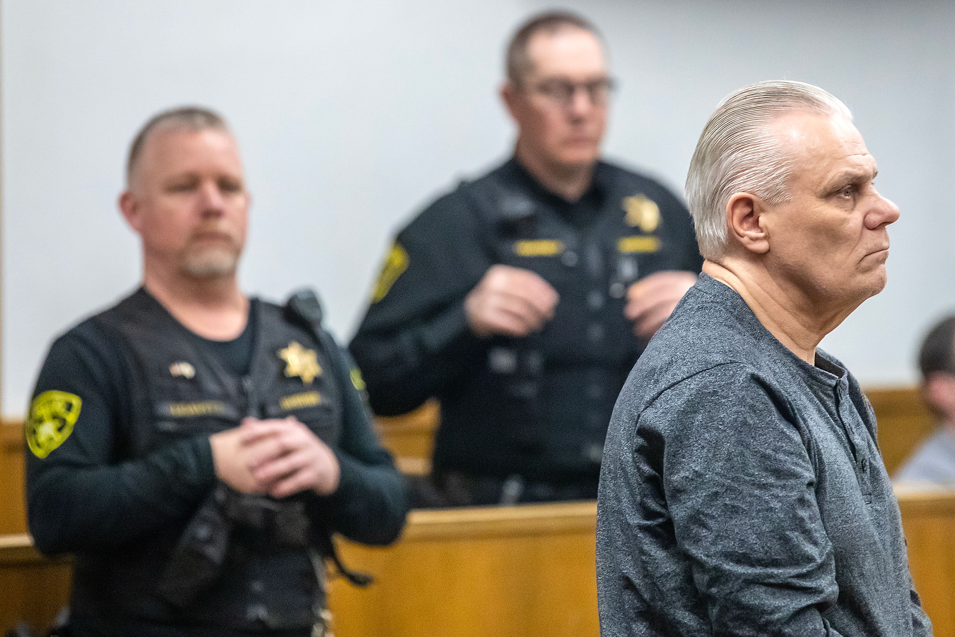 Robert LaPlante listens to the verdict come back as guilty in his first-degree attempted murder trial Thursday at the Nez Perce County Courthouse in Lewiston.