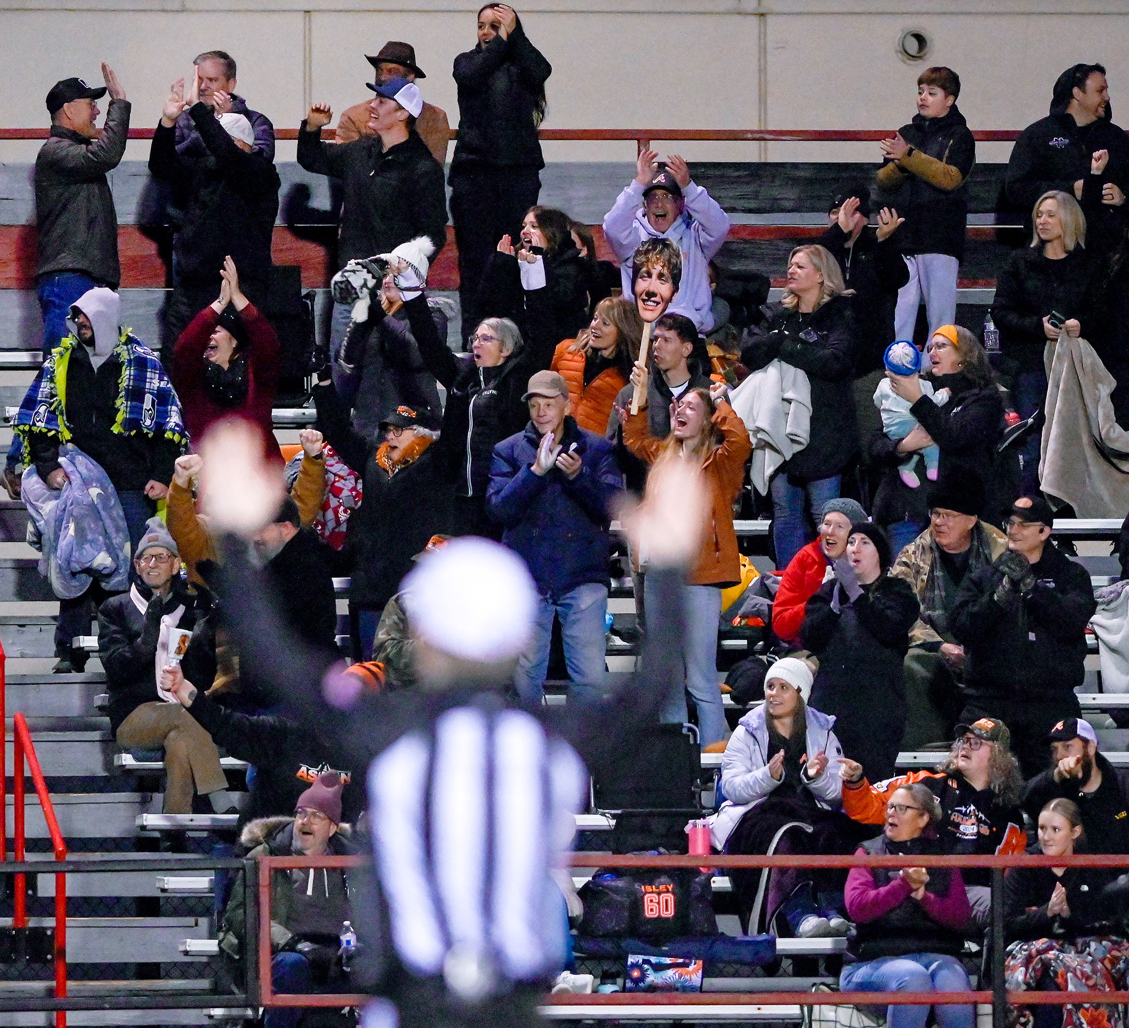 Asotin fans celebrate a touchdown against La Salle Saturday during a Washington 2B state tournament game in Clarkston.