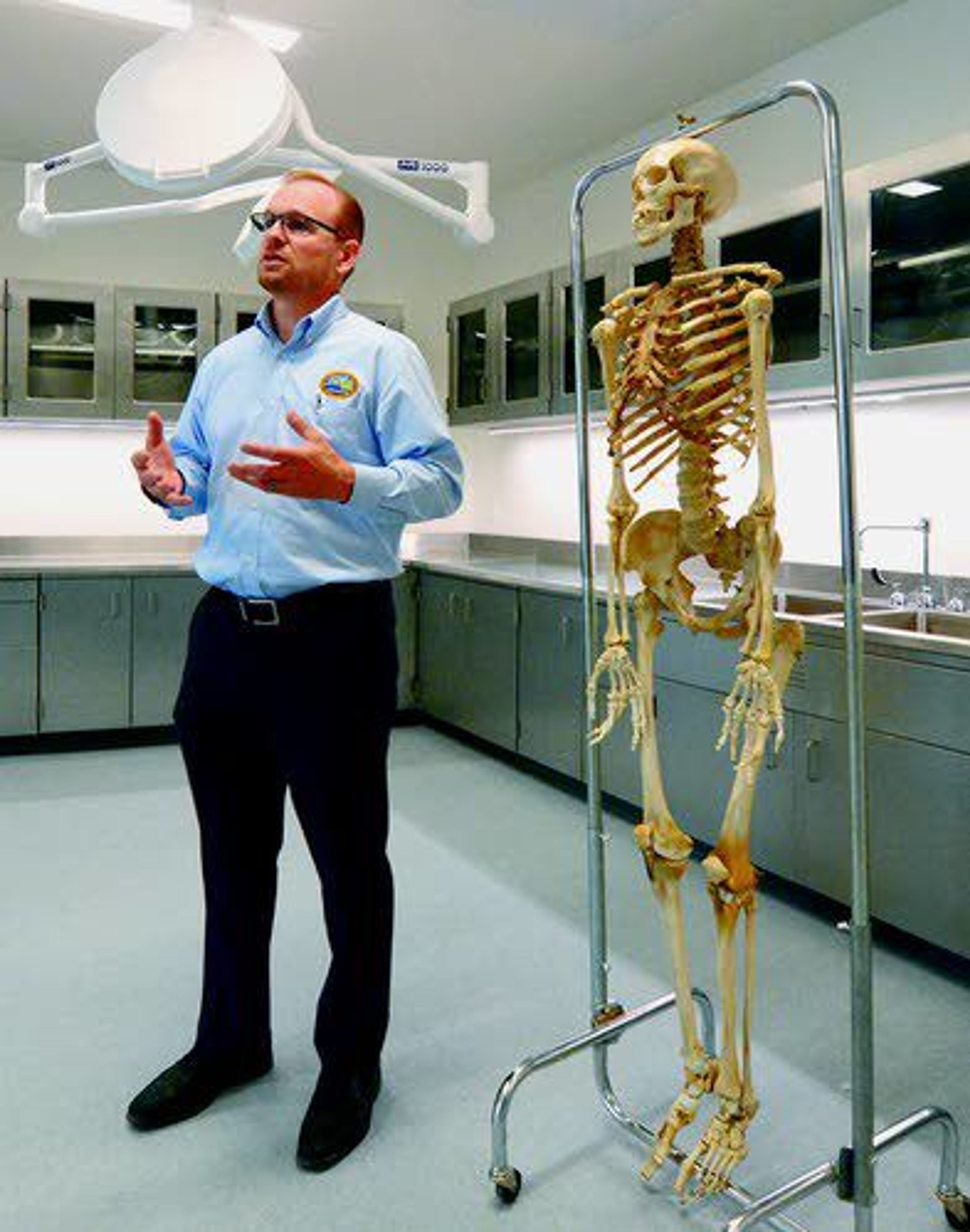 Two complete skeletons, as well as donated cadavers, provide students real-life examples while learning, said Jeff Seegmiller, director of UI’s WWAMI Medical Education Program.