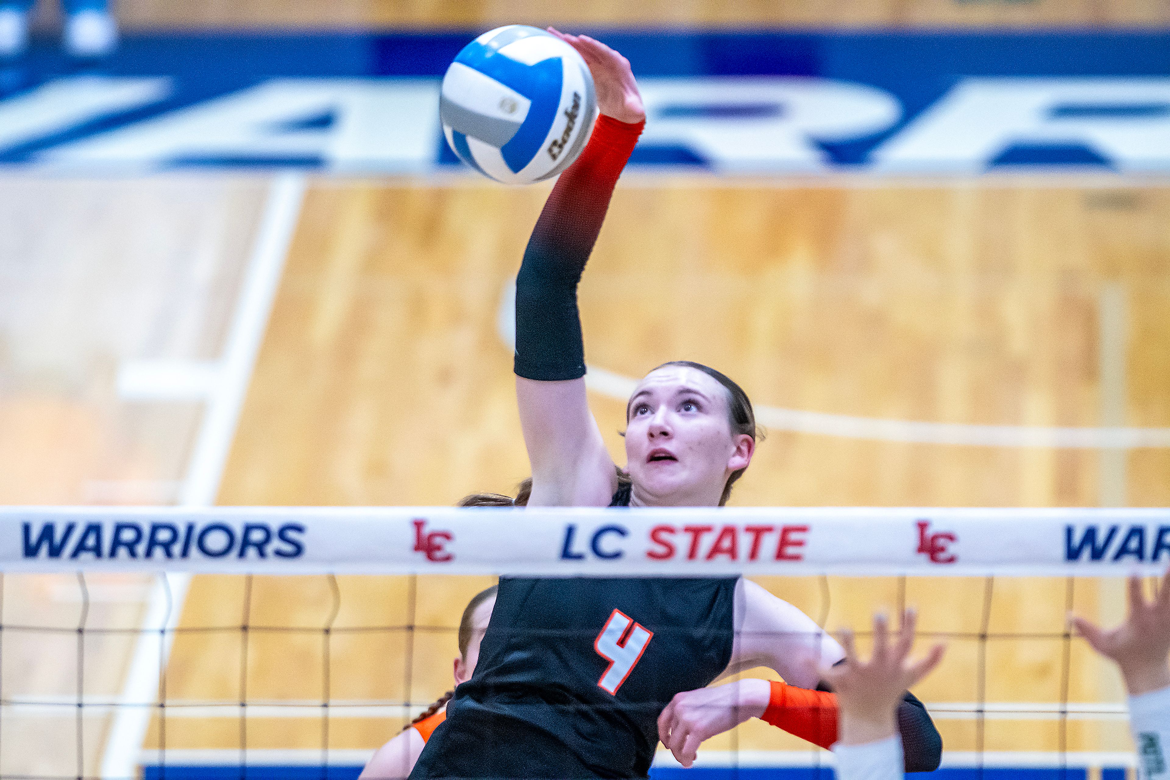 Troy outside hitter Tessa Stoner spikes the ball against Potlatch during a 2A district championship Wednesday at the P1FCU Activity Center in Lewiston.