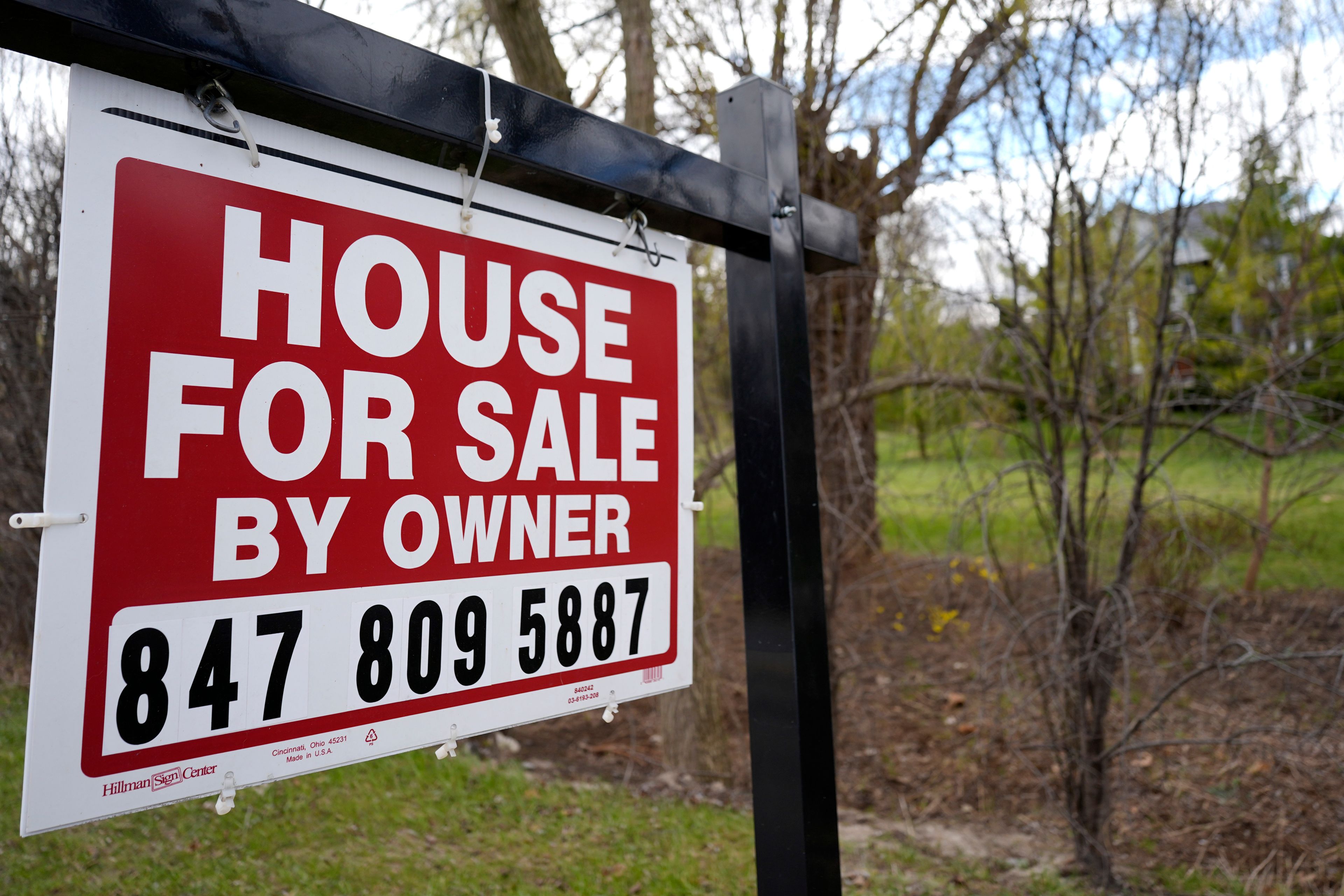 FILE - A sign announcing a house for sale is displayed in Prospect Heights, Ill., on March 18, 2024. (AP Photo/Nam Y. Huh, File)