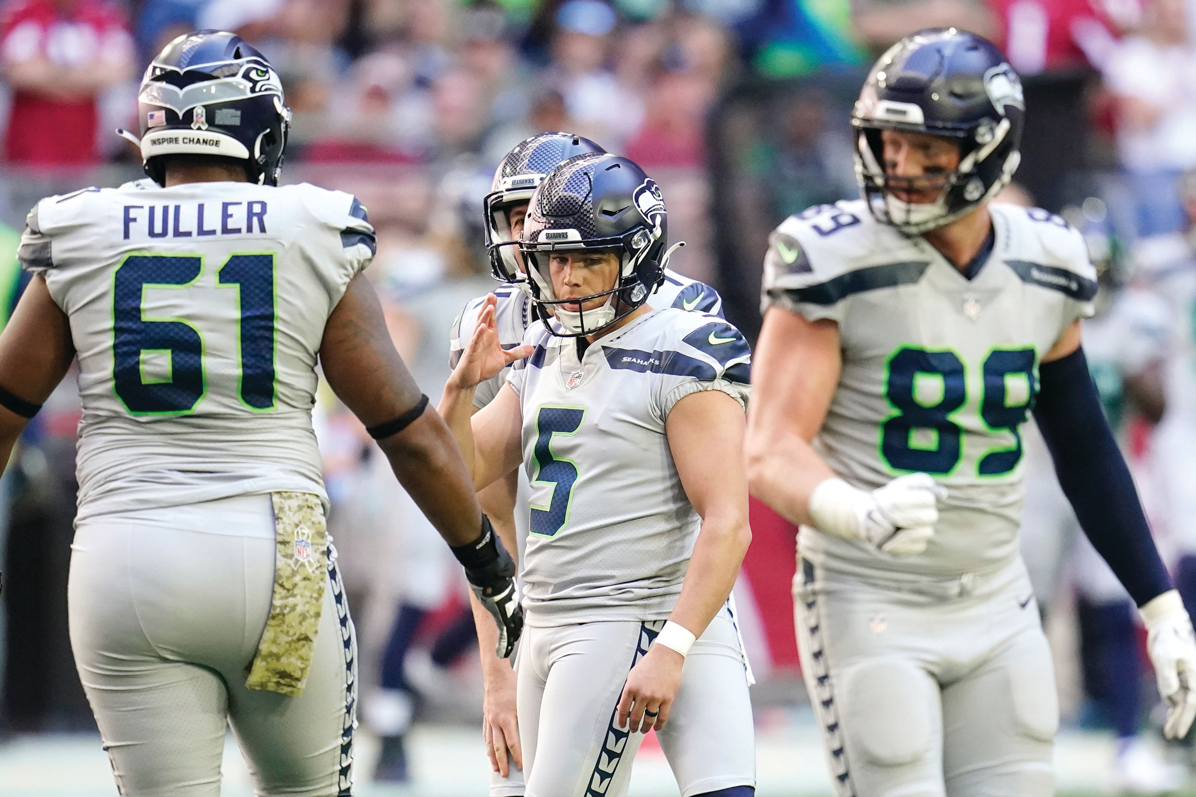 Seattle kicker Jason Myers, center, will be making his second appearance in the Pro Bowl after going 34-for-37 on field goals this season.