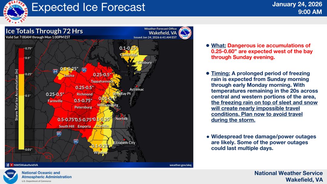 D Ice Weather Program NWS: Ice forecast decreases but could still be damaging