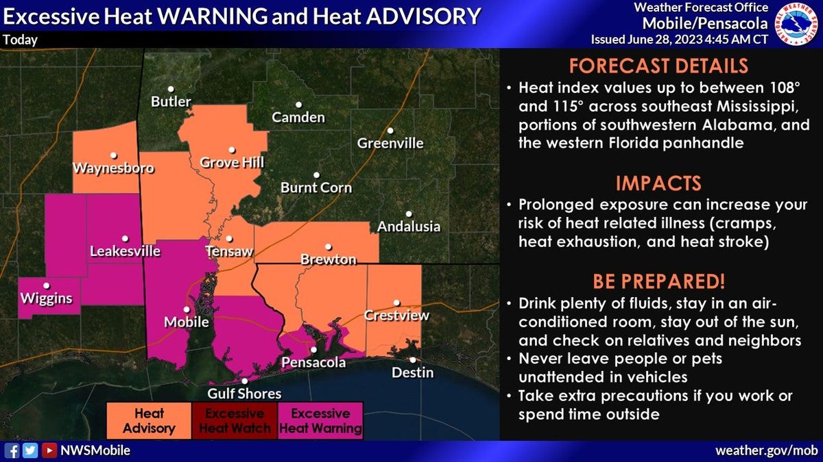 Excessive heat warning issued for southern part of area; heat index va...
