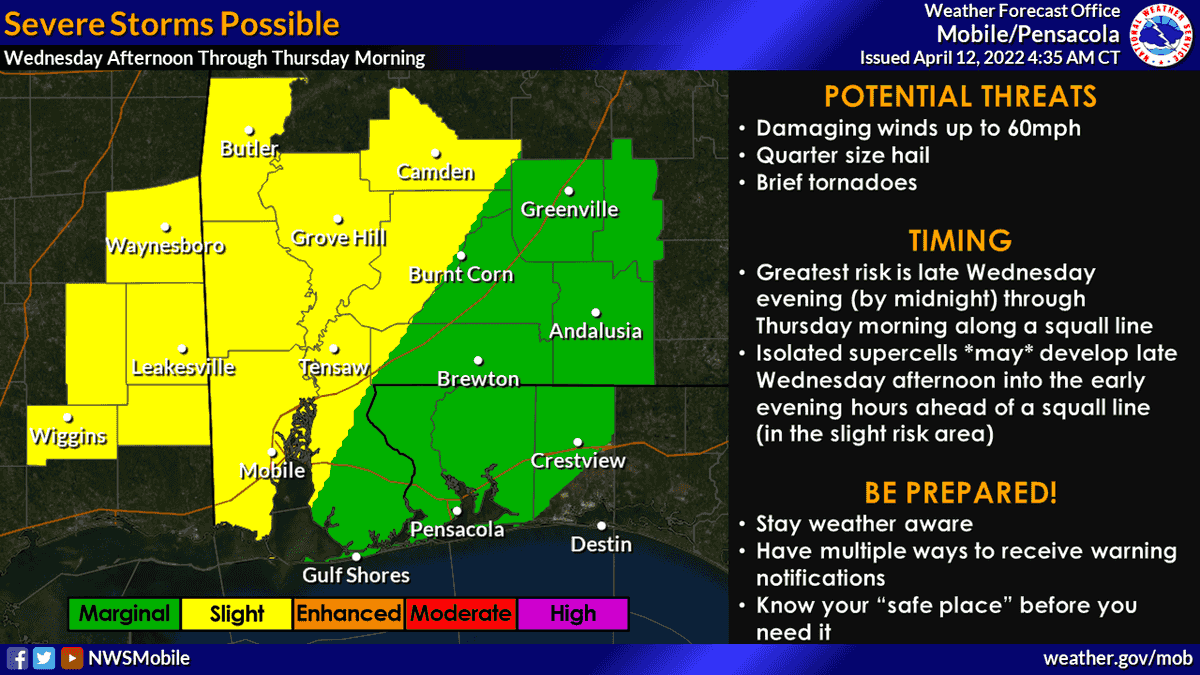 County has 'slight' risk for severe weather Wednesday into Thursday