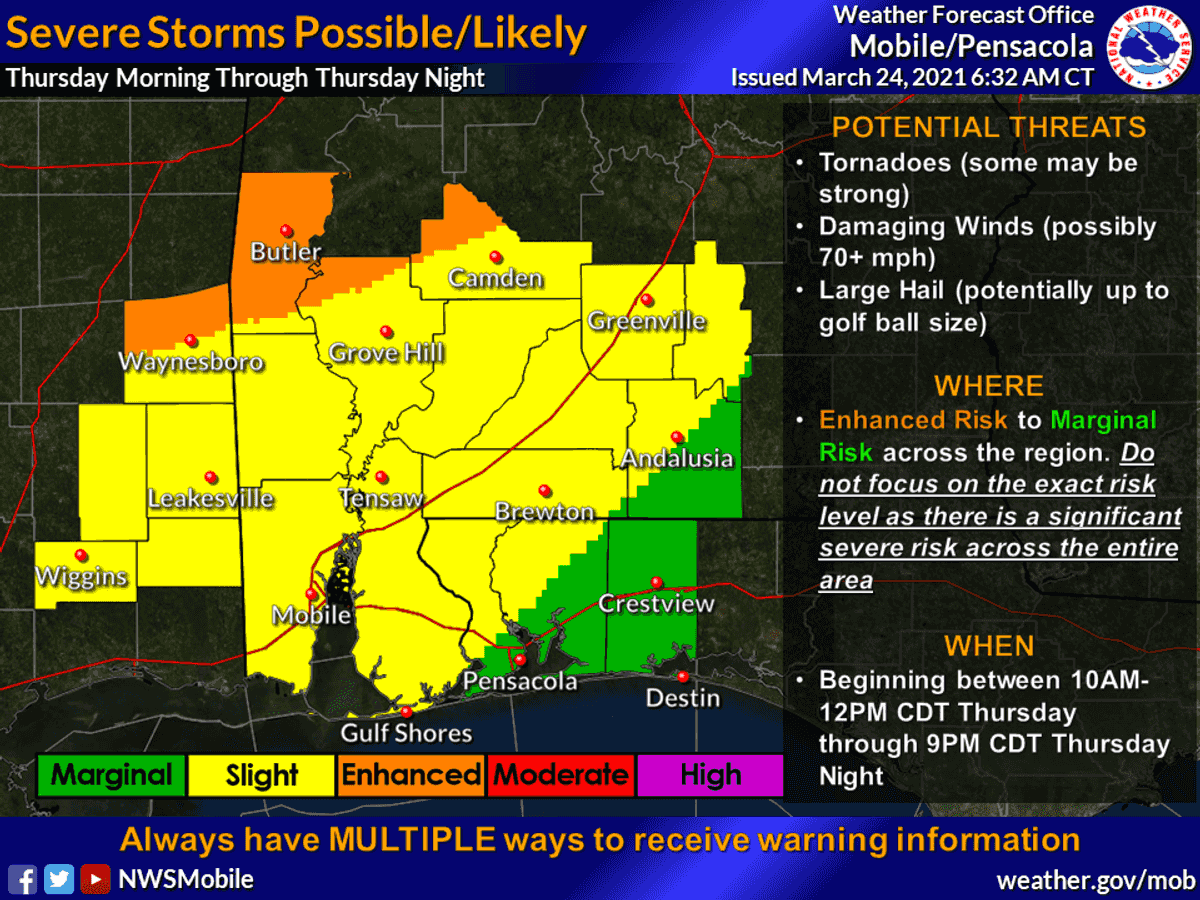 Severe storms possible Thursday