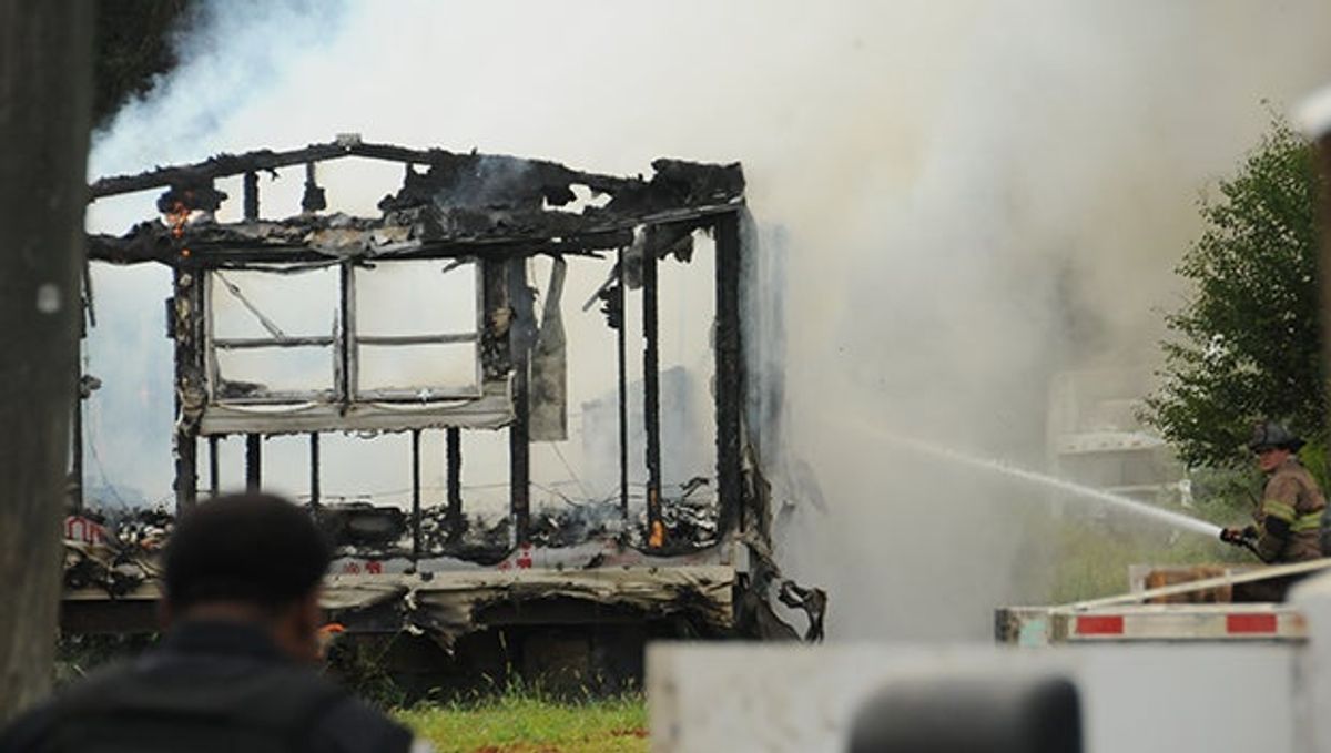Fire destroys trailer on South Road Sunday