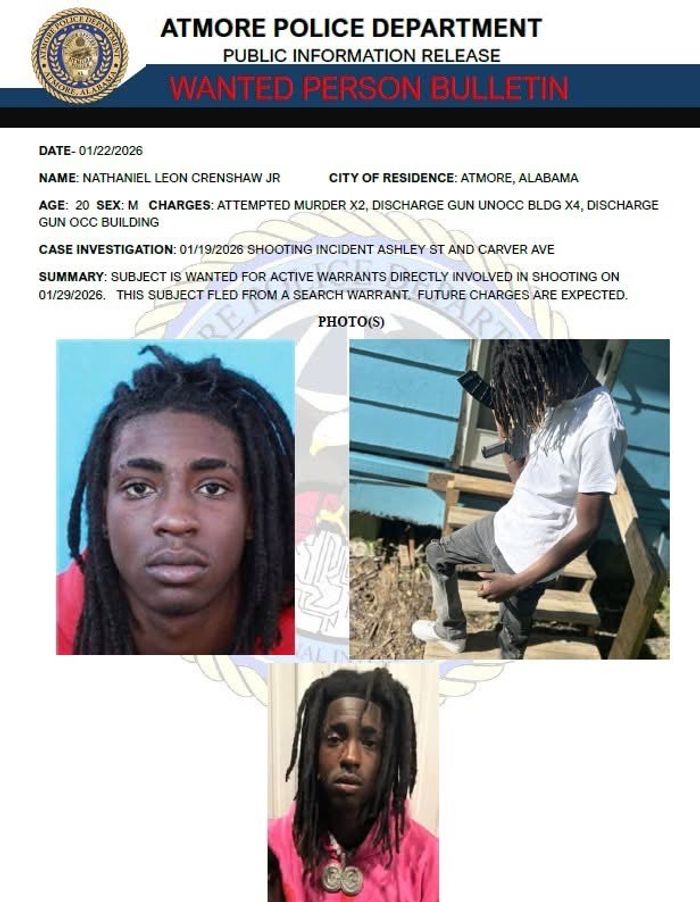 Atmore police seek Nathaniel Crenshaw Jr. and Emmonee Long i...