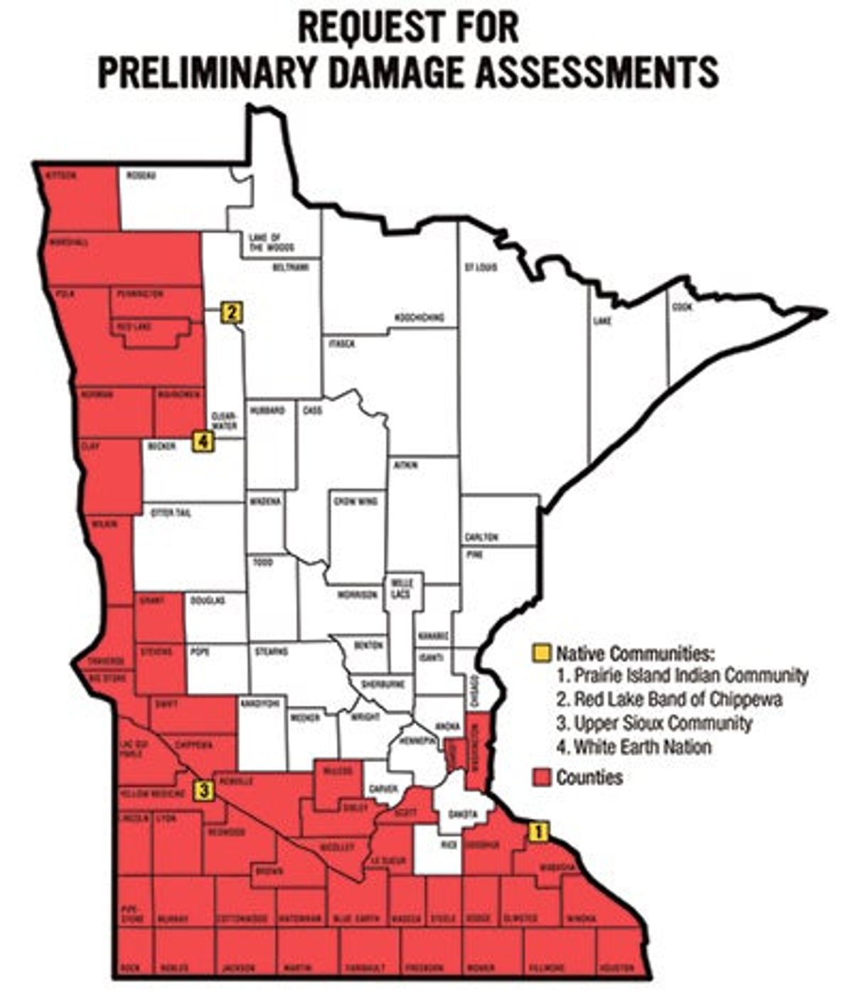 Minnesota requests FEMA preliminary damage assessment