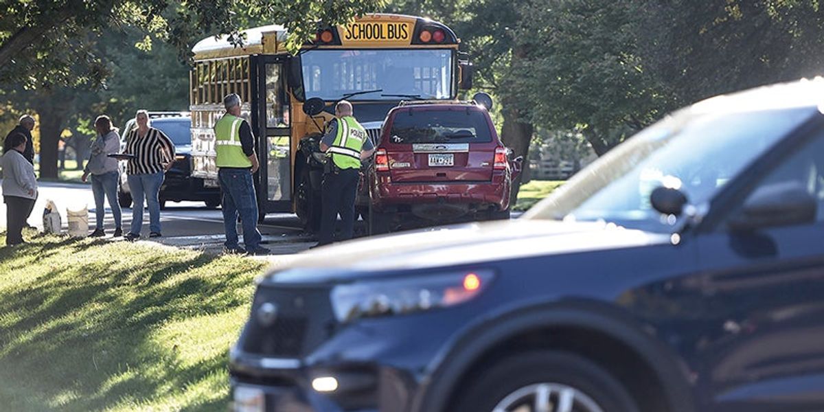 Two suffer minor injuries in crash involving school bus and ...
