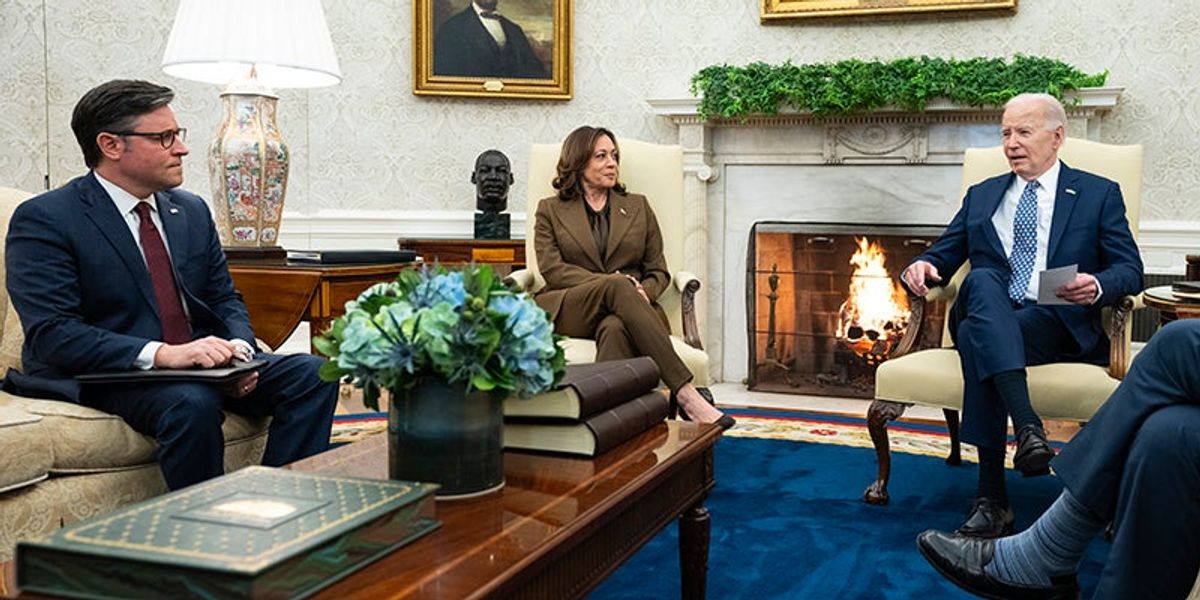 Biden and party leaders implore Speaker Johnson to help Ukraine in 'in...