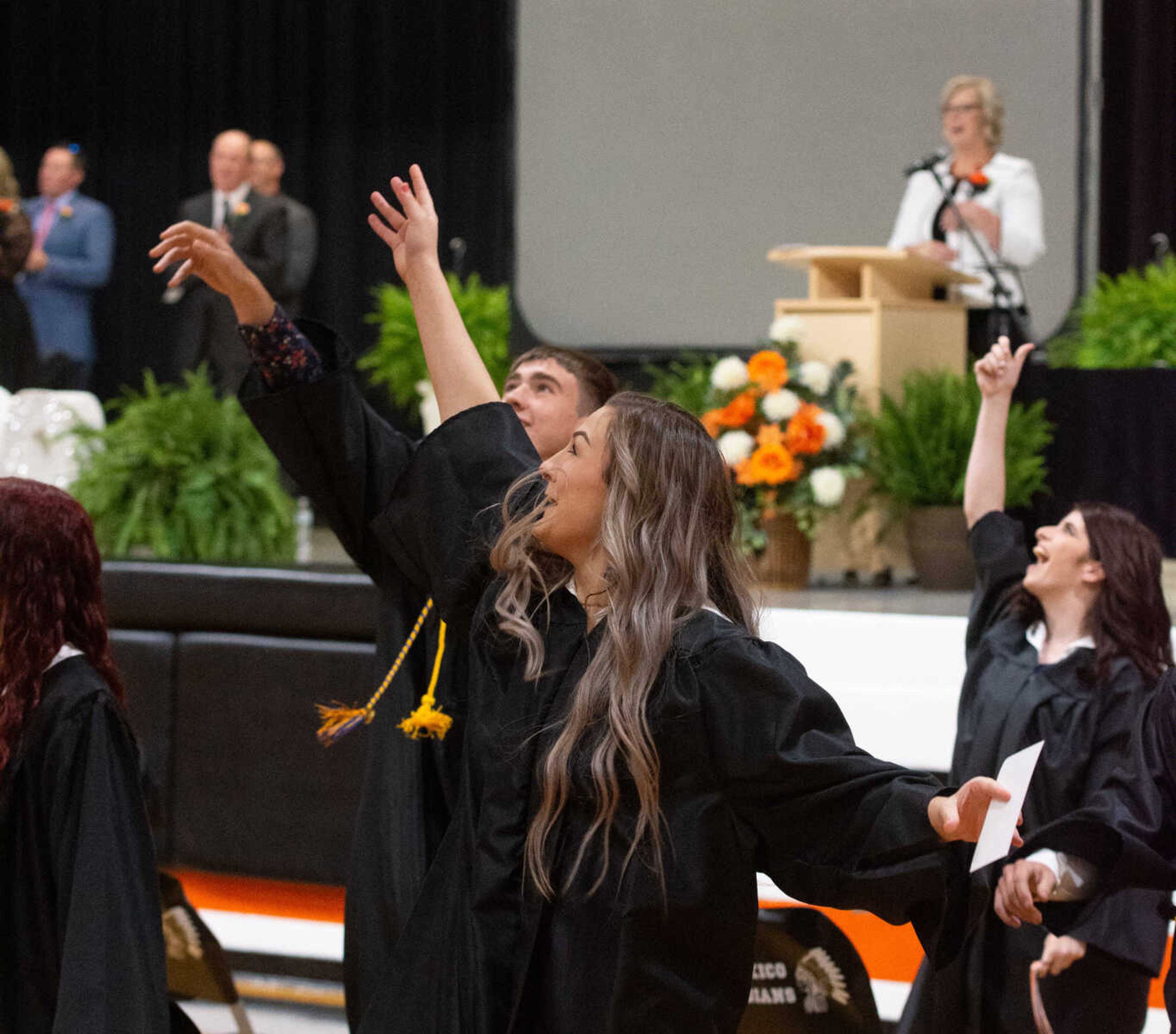 Salutatorian, Chloe Ray prepares to walk at the beginning of the graduation.