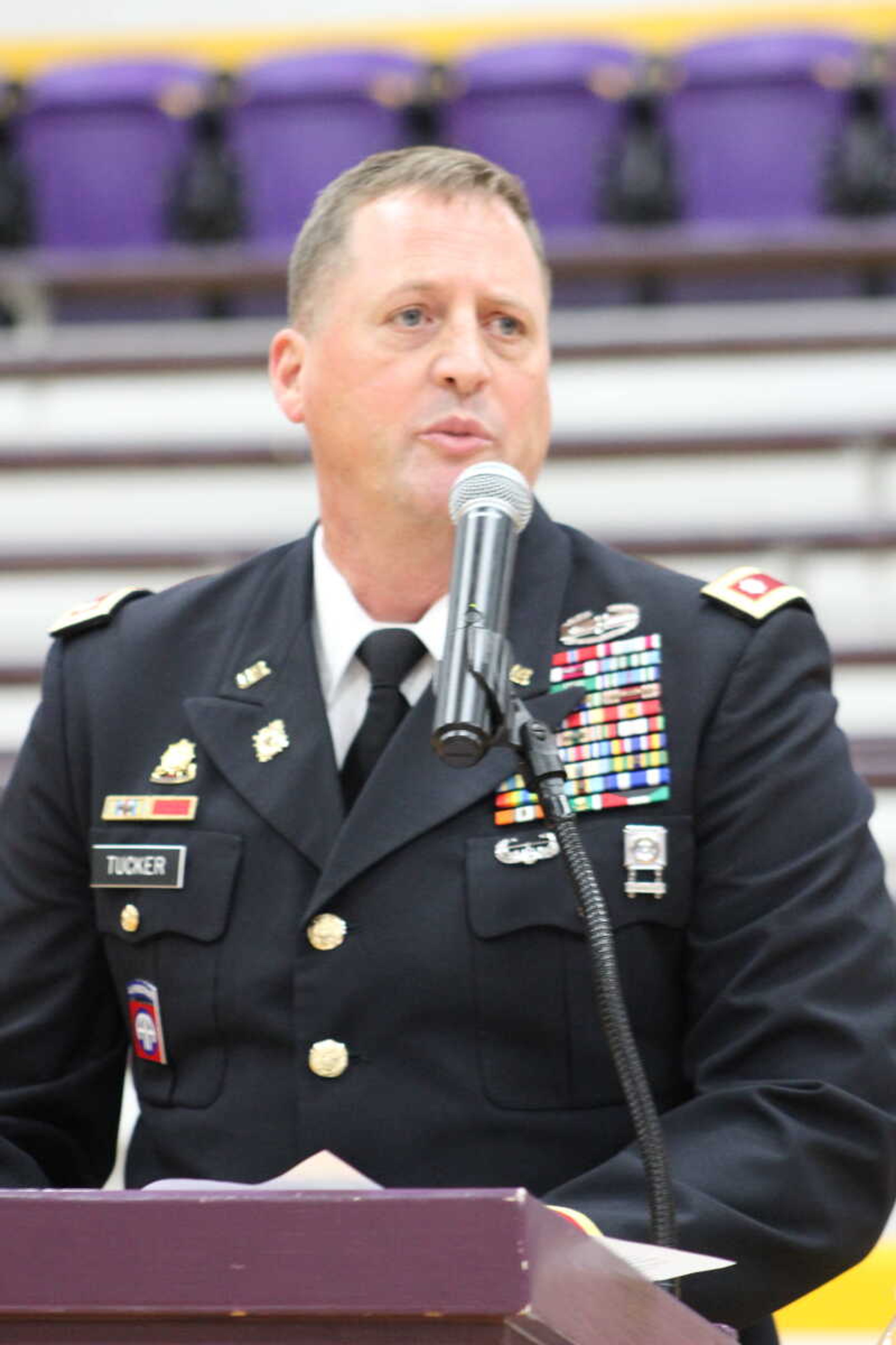 Former Bloomfield student, U.S. Army Lieutenant Colonel Billy Tucker, was the special speaker for the event.