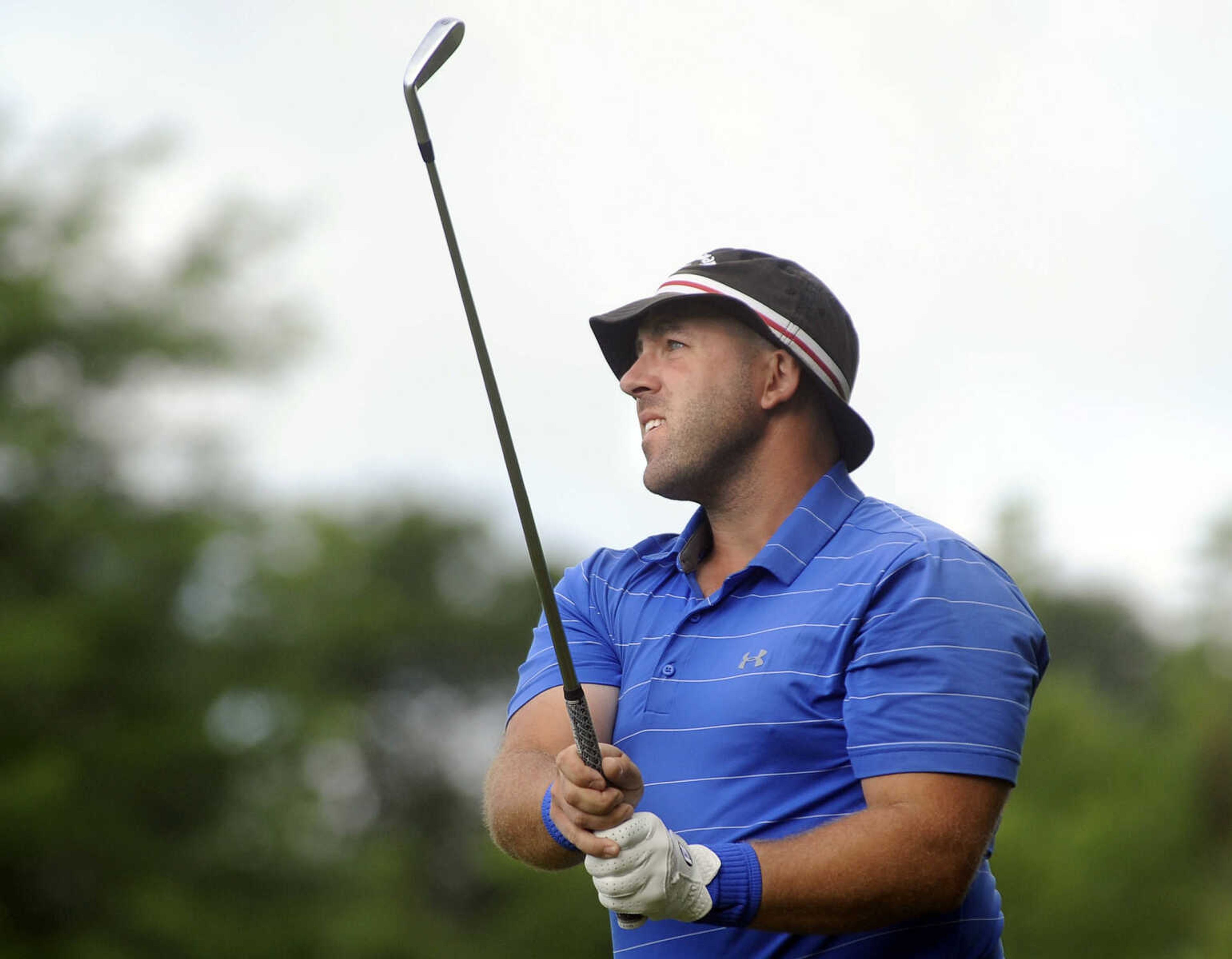 FRED LYNCH ~ flynch@semissourian.com
Drew Denton of Jackson watches his fairway shot on the third hole Friday, June 22, 2018 during the Round of 32 in the Missouri Amateur Championship at Dalhousie Golf Club.