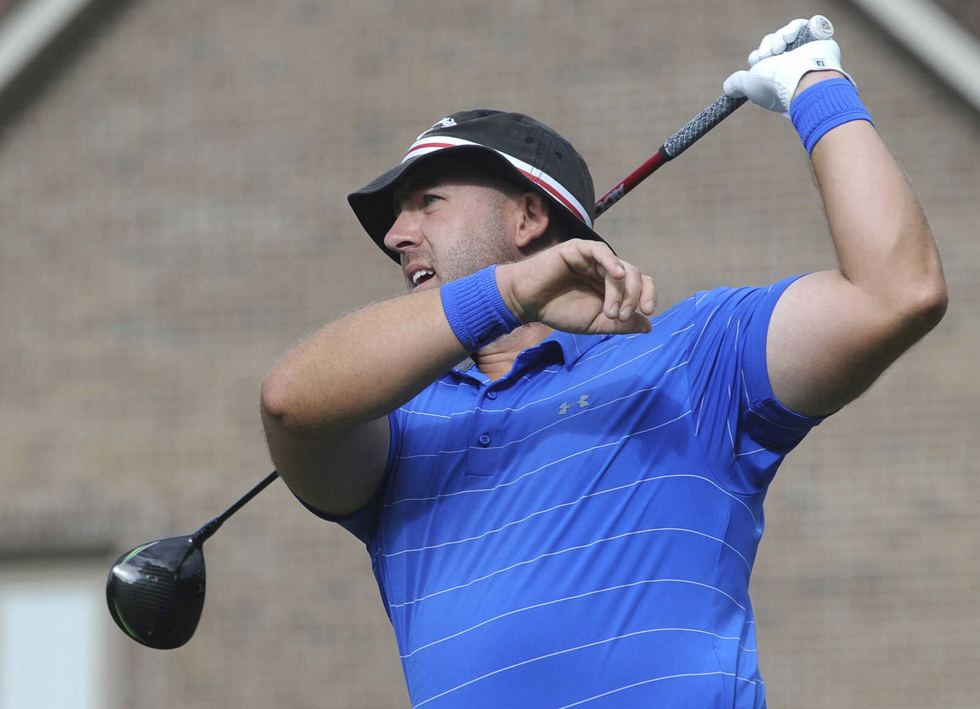 FRED LYNCH ~ flynch@semissourian.com
Drew Denton of Jackson watches his drive on the third hole Friday, June 22, 2018 during the Round of 32 in the Missouri Amateur Championship at Dalhousie Golf Club.