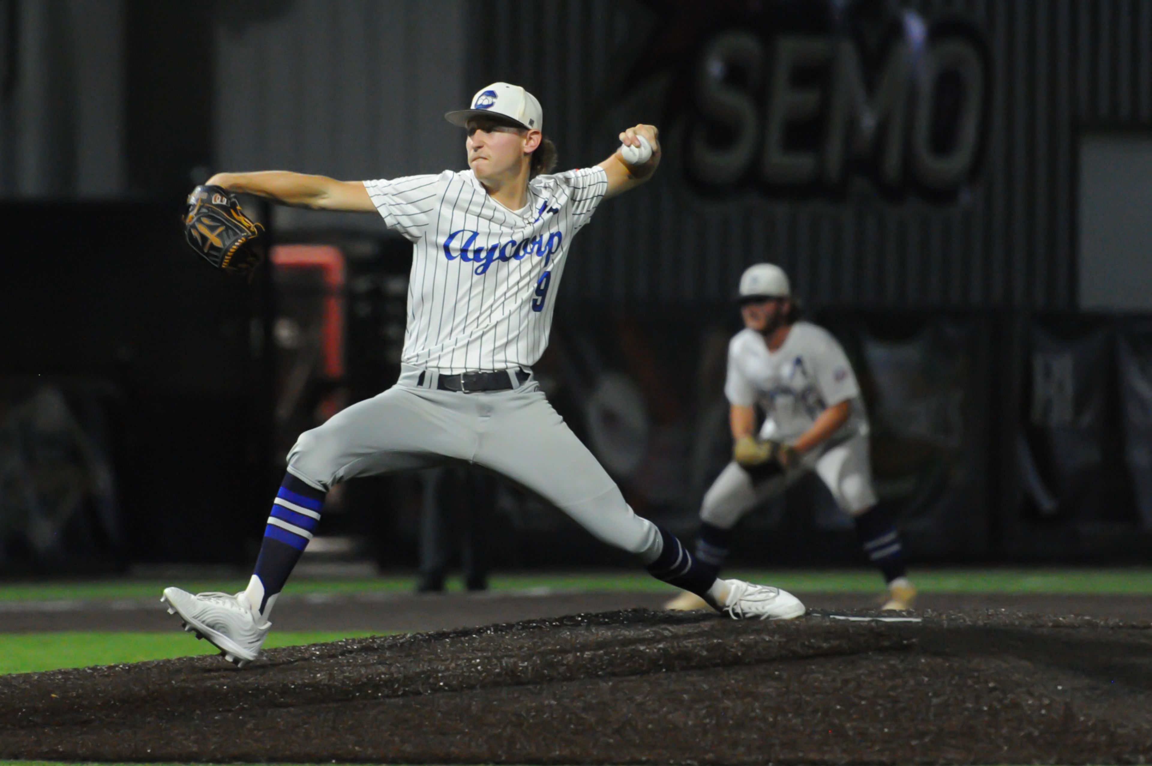 Aycorp's Lawson Graff winds to pitch during a Tuesday, August 13, 2024 Babe Ruth World Series game between the Aycorp Fighting Squirrels and Holland Henson of the Netherlands at Capaha Field in Cape Girardeau, Mo. Aycorp defeated the Netherlands, 12-2 in five innings.