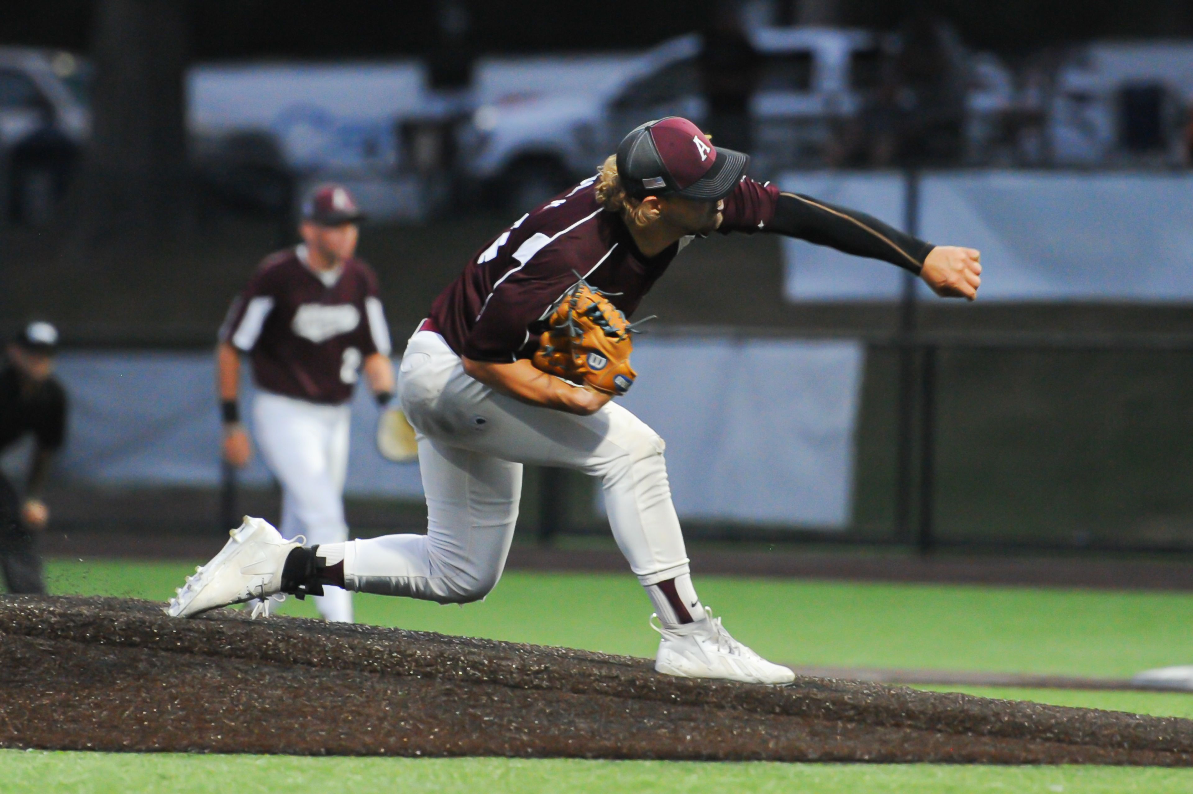 An Altoona pitcher hurls the ball in during a Monday, August 12, 2024 Babe Ruth World Series game between the Aycorp Fighting Squirrels and Altoona, Pennsylvania. Aycorp won, 13-3 in five innings.