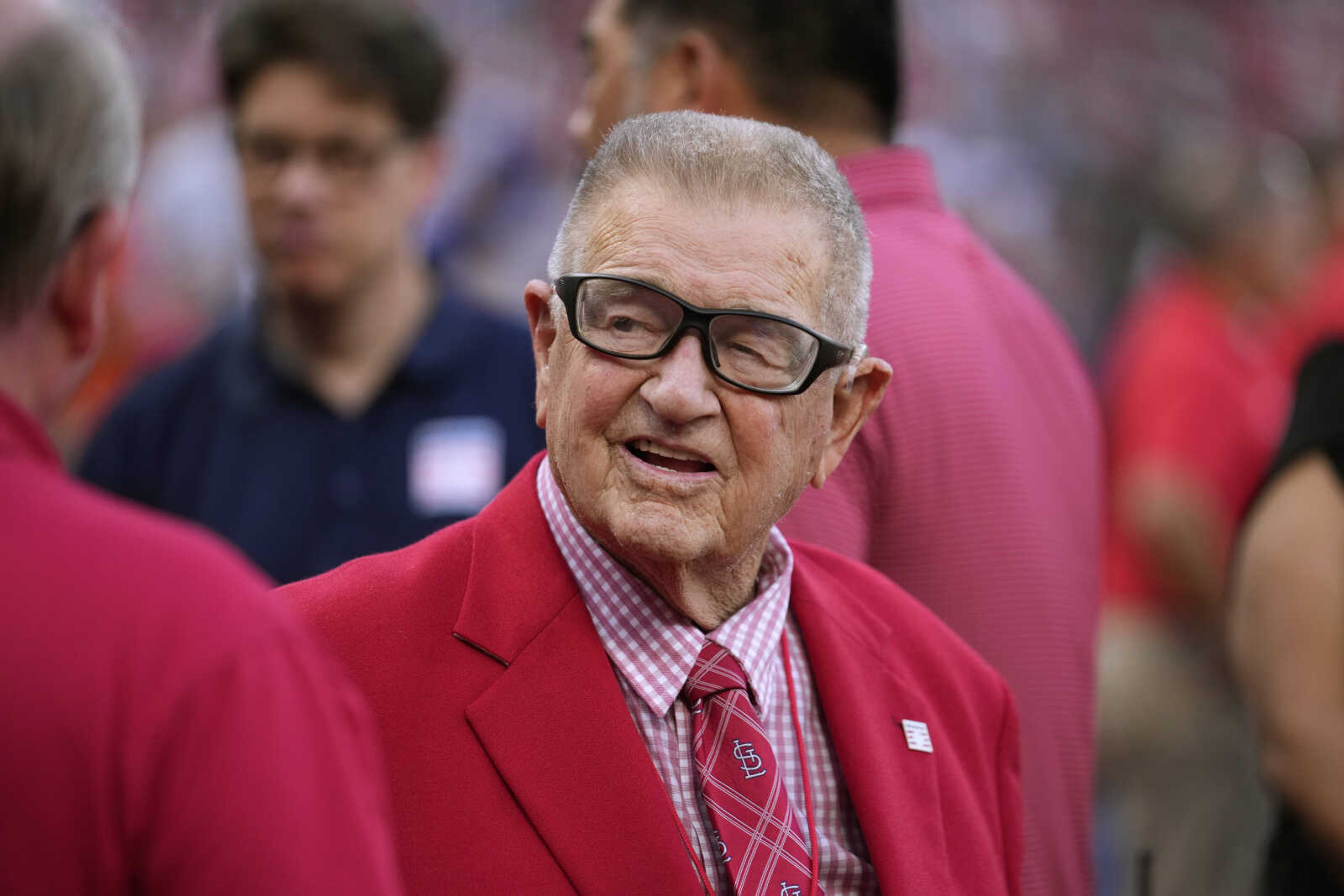 Former St. Louis Cardinals manager Whitey Herzog is seen before the start a baseball game between the St. Louis Cardinals and the New York Mets Saturday, Aug. 19, 2023, in St. Louis. 