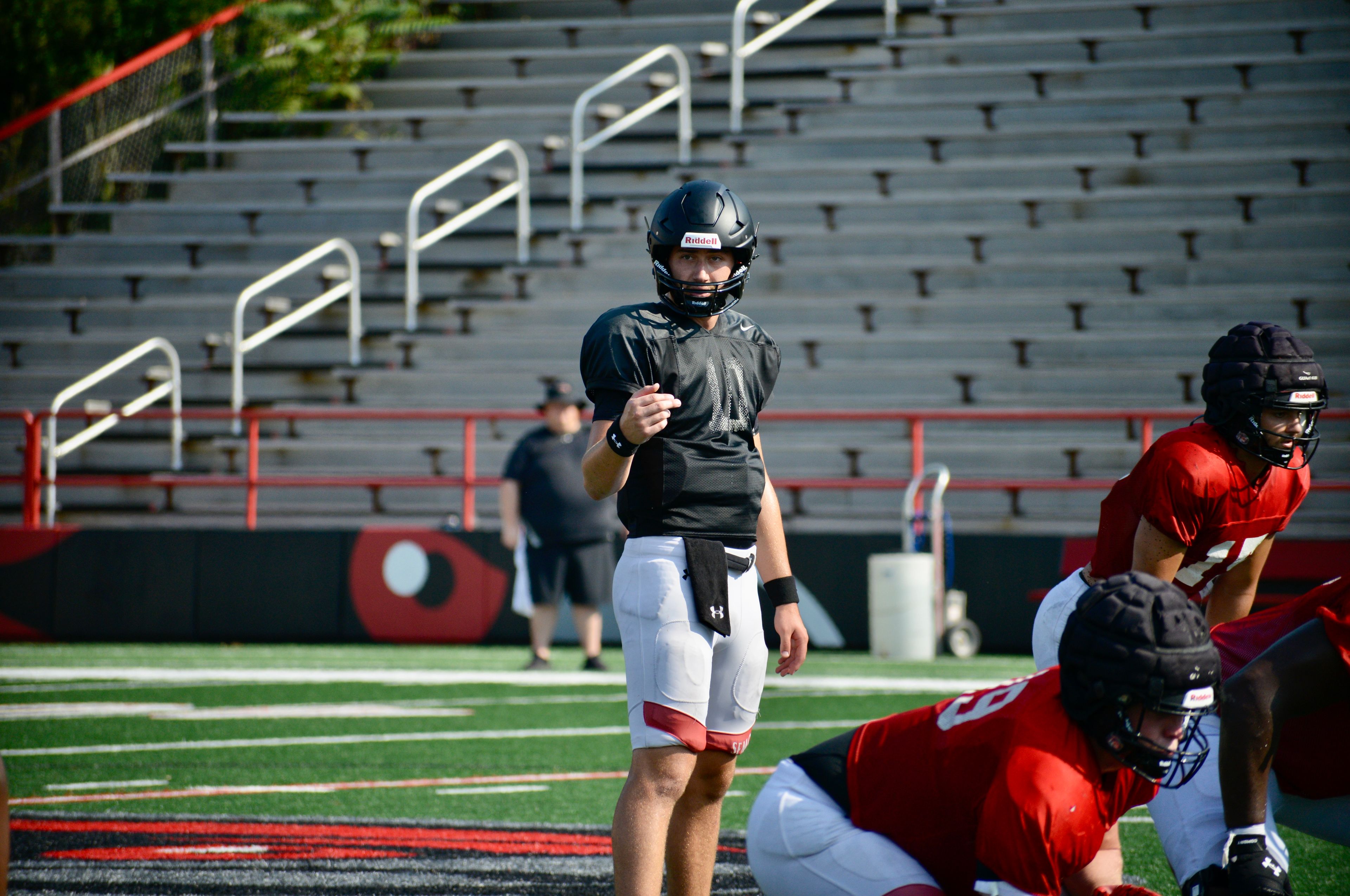 Southeast Missouri State quarterback Paxton DeLaurent during a recent scrimmage at Houck Field 