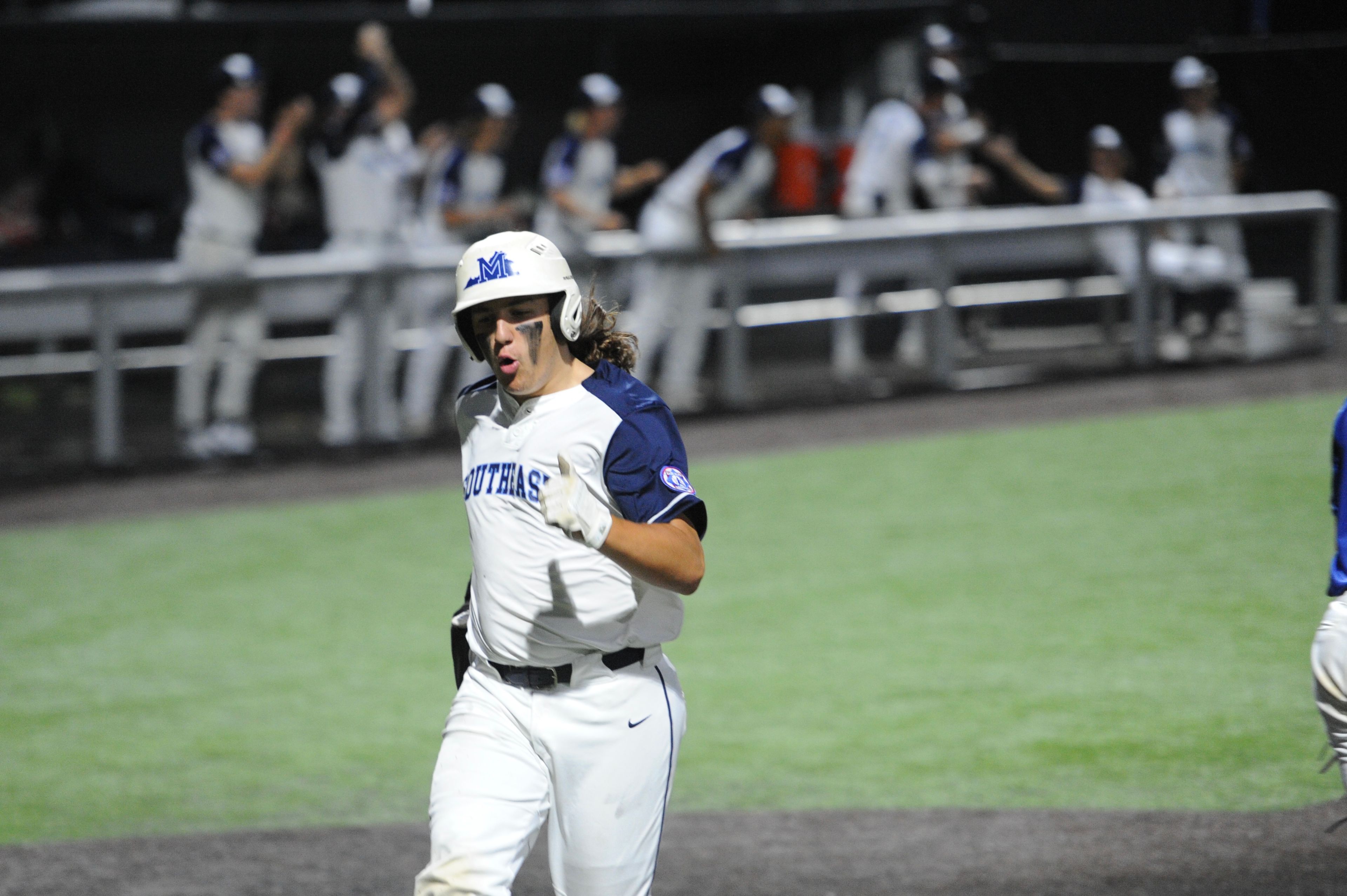 Manassas' Luke Shearin crosses home during a Saturday, August 10, 2024 Babe Ruth World Series game between the Aycorp Fighting Squirrels and Manassas, Virginia, at Capaha Field in Cape Girardeau, Mo. Aycorp defeated Manassas, 3-1.