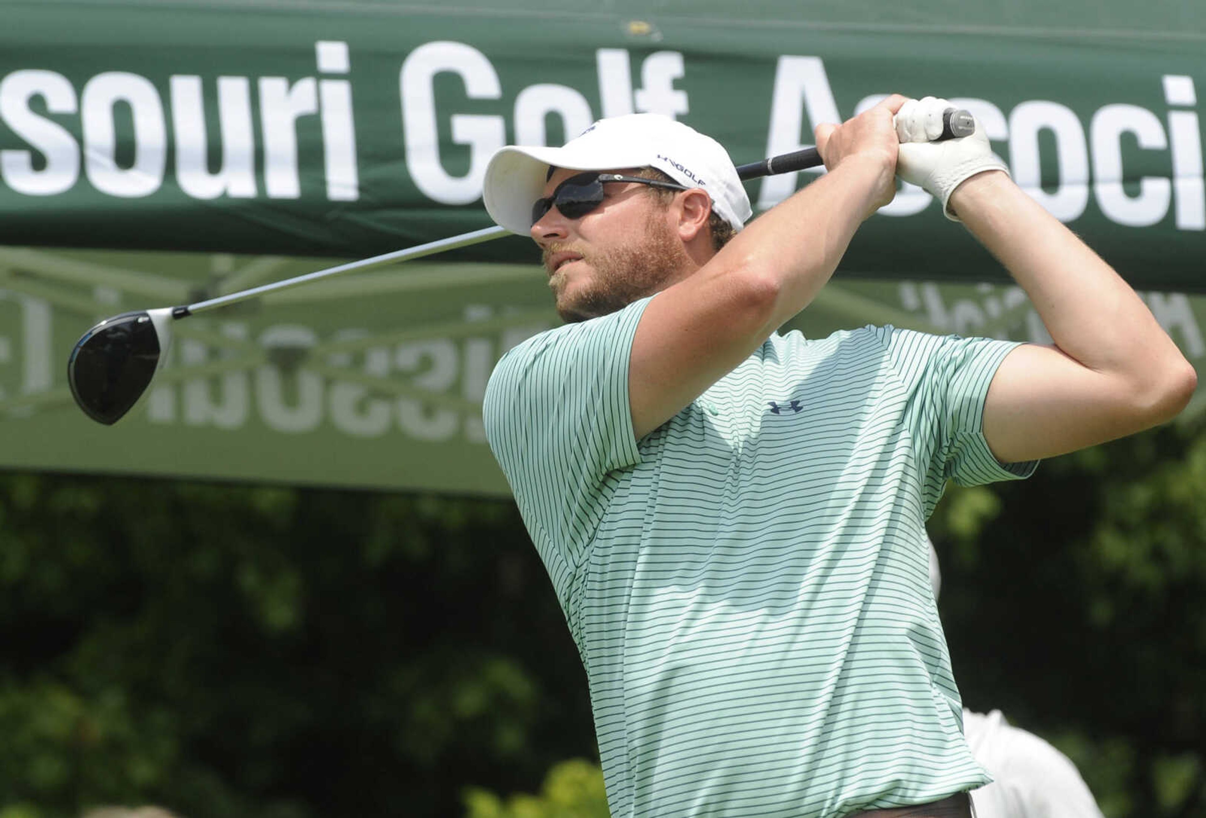 FRED LYNCH ~ flynch@semissourian.com
Ben Brumitt of Poplar Bluff, Missouri hits a drive from the 10th tee box Tuesday, June 19, 2018 during the Missouri Amateur Championship at Dalhousie Golf Club.