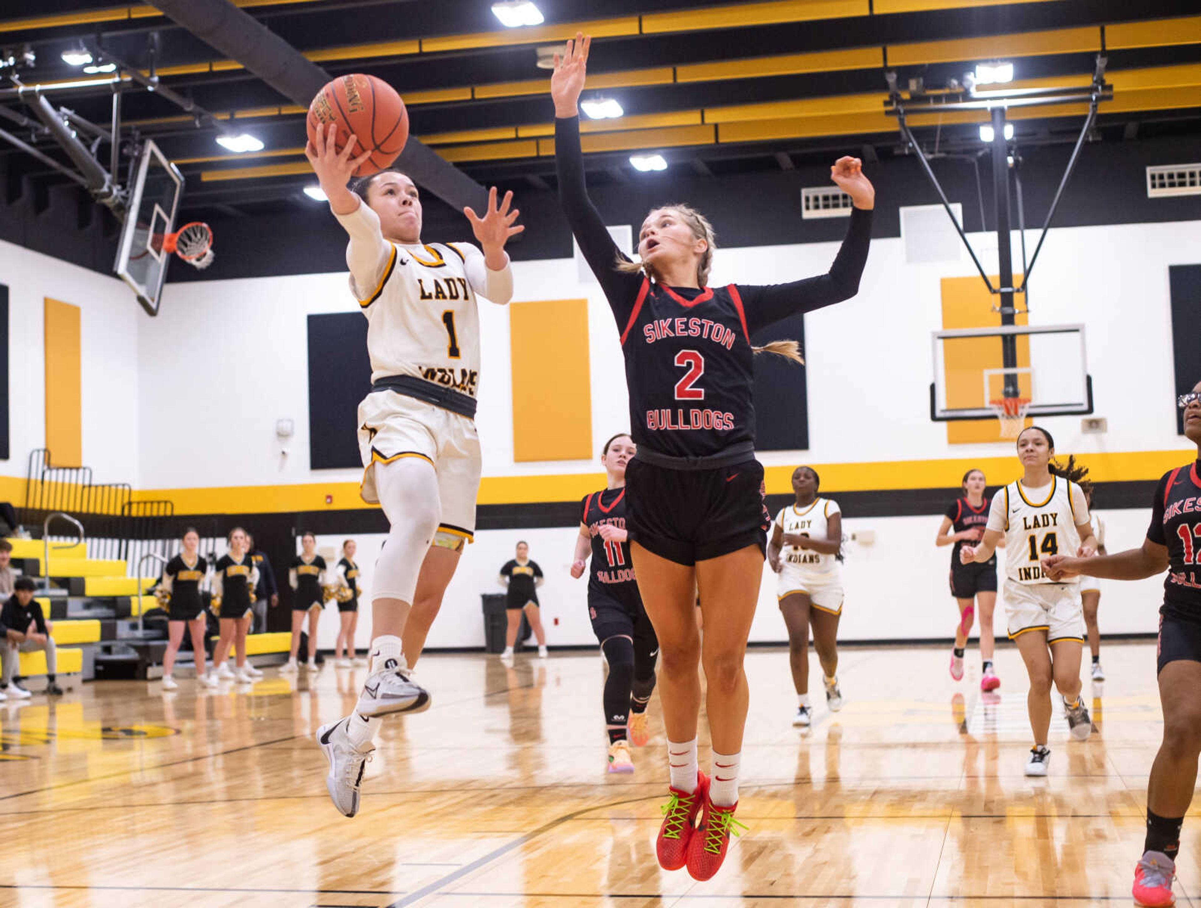 Kennett freshman Alyce Edwards gets airborne for a layup during a game against Sikeston Monday, Jan. 29.